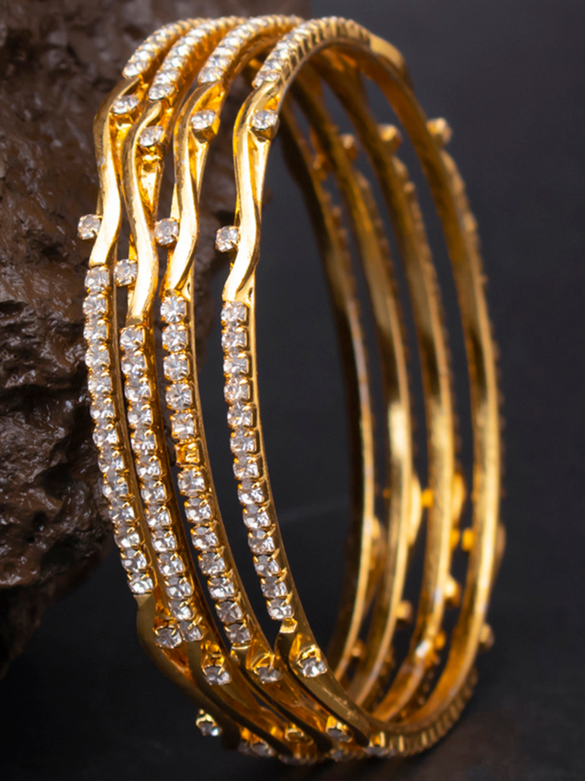 Sukkhi Glorious Gold Plated Ad Stone Bangles Set For Women 1125VB900