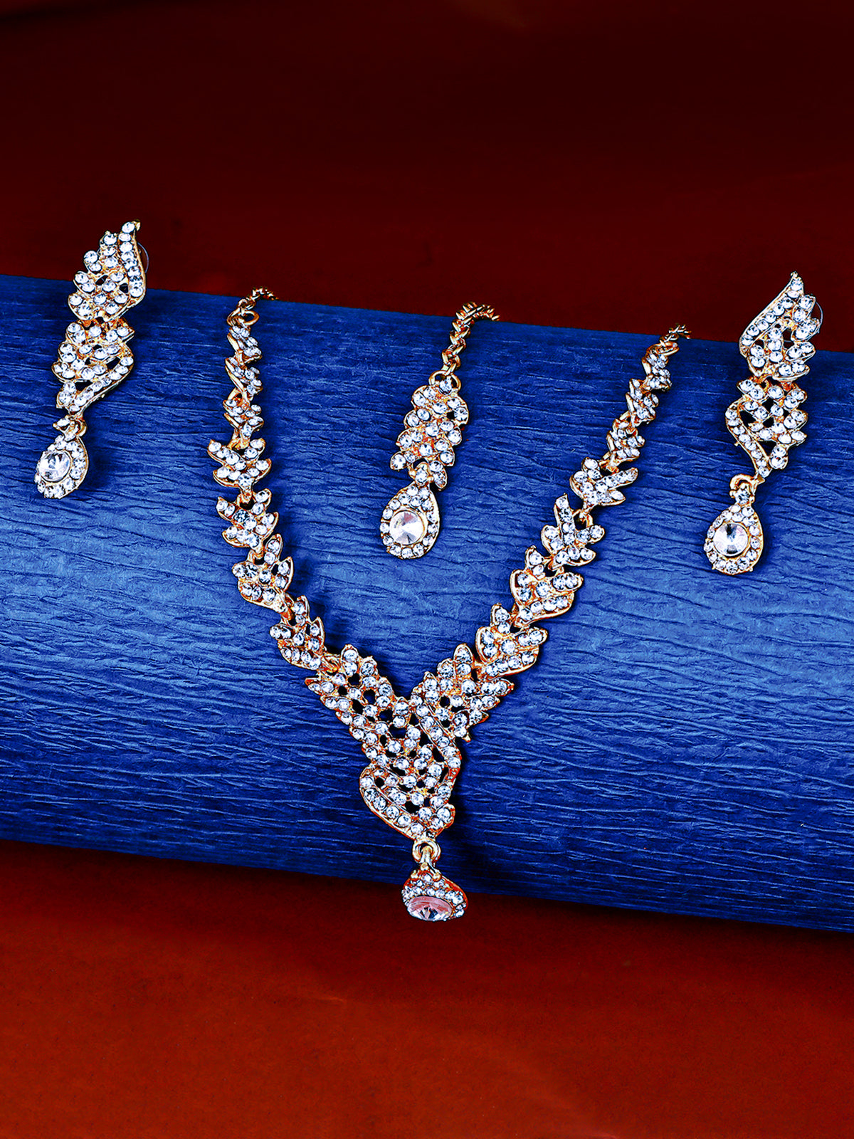 Sukkhi Fine Gold Plated Austrian Diamond Stone Studded Necklace Set 2012NADK1600