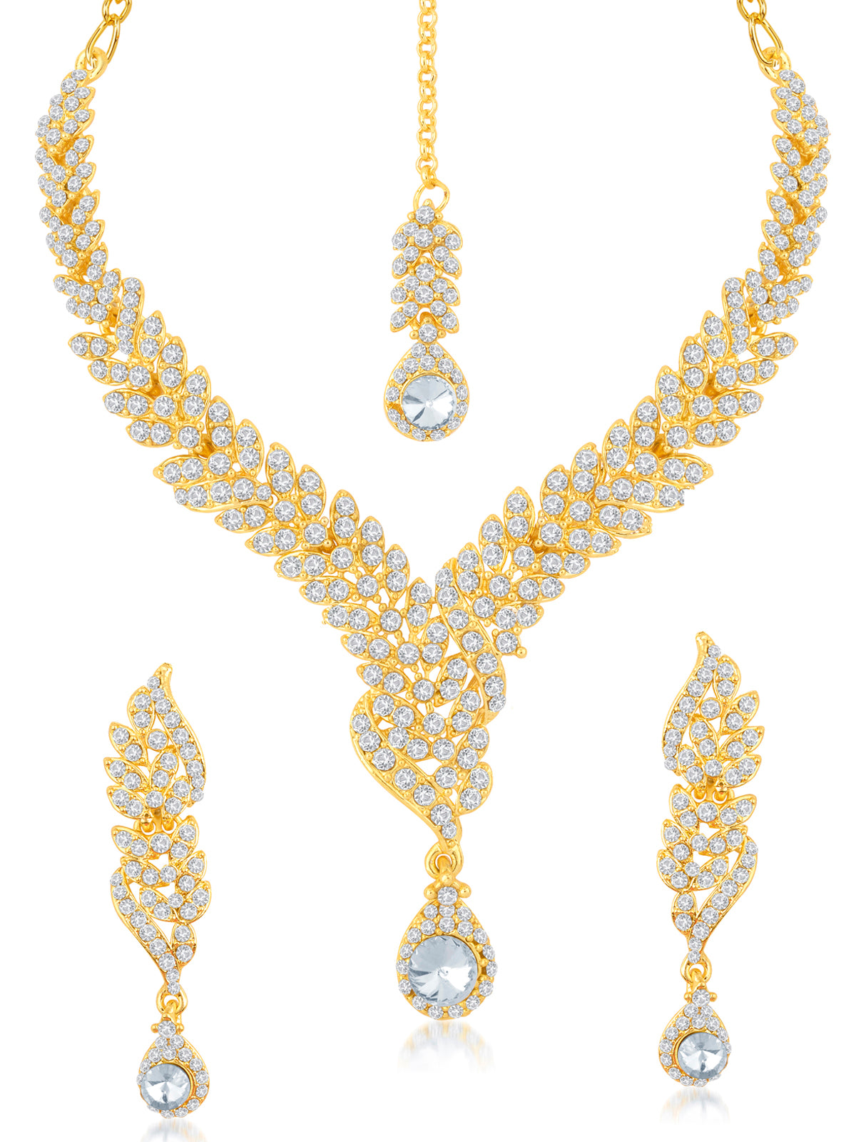 Sukkhi Fine Gold Plated Austrian Diamond Stone Studded Necklace Set 2012NADK1600