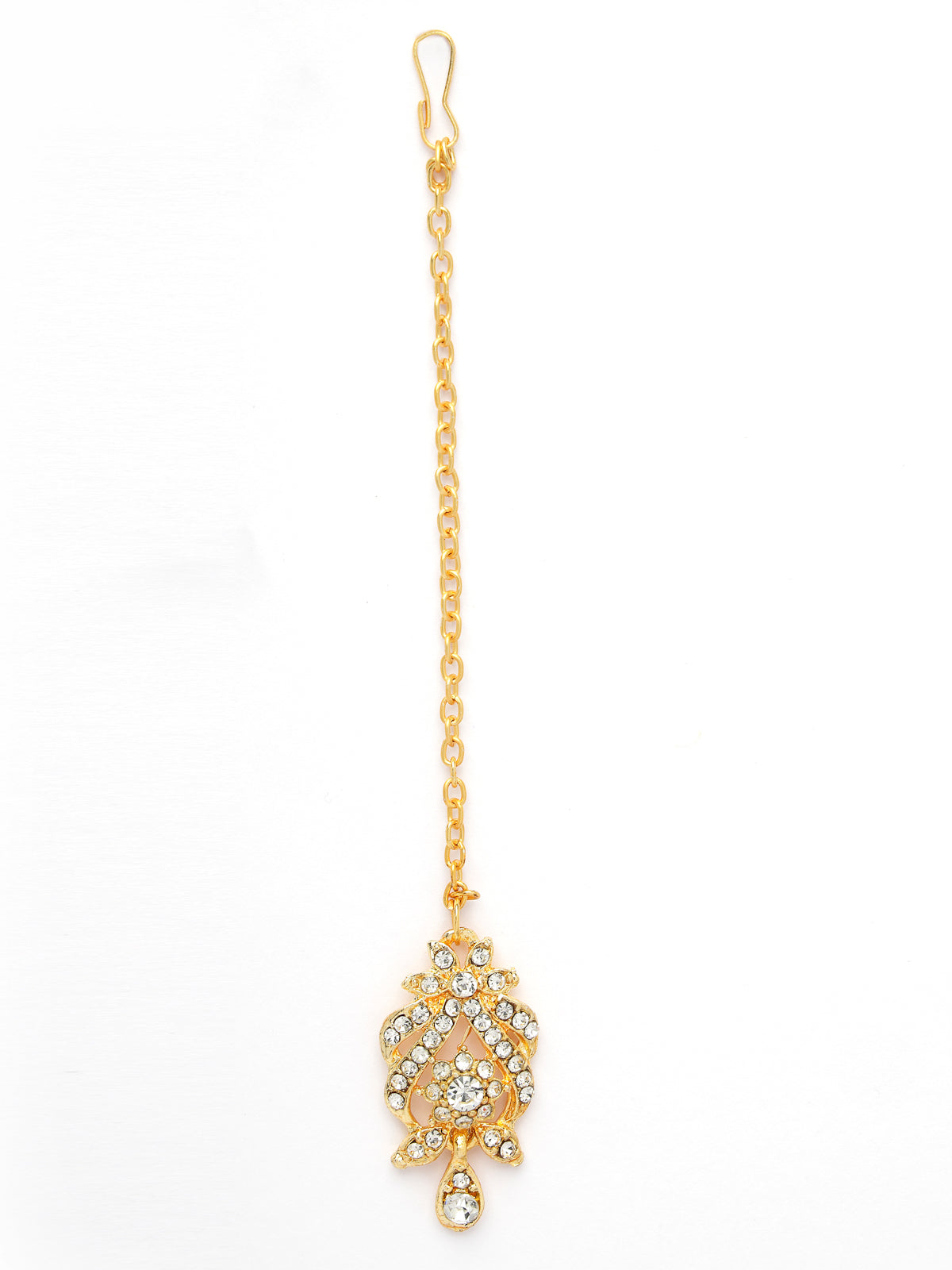Sukkhi Tendy Fashionable AD Stones Studded Gold Plated Choker Necklace Set with Dangler Earring & Maangtikka Jewellery Set for Women & Girls| Set of 1|2038NADK1050