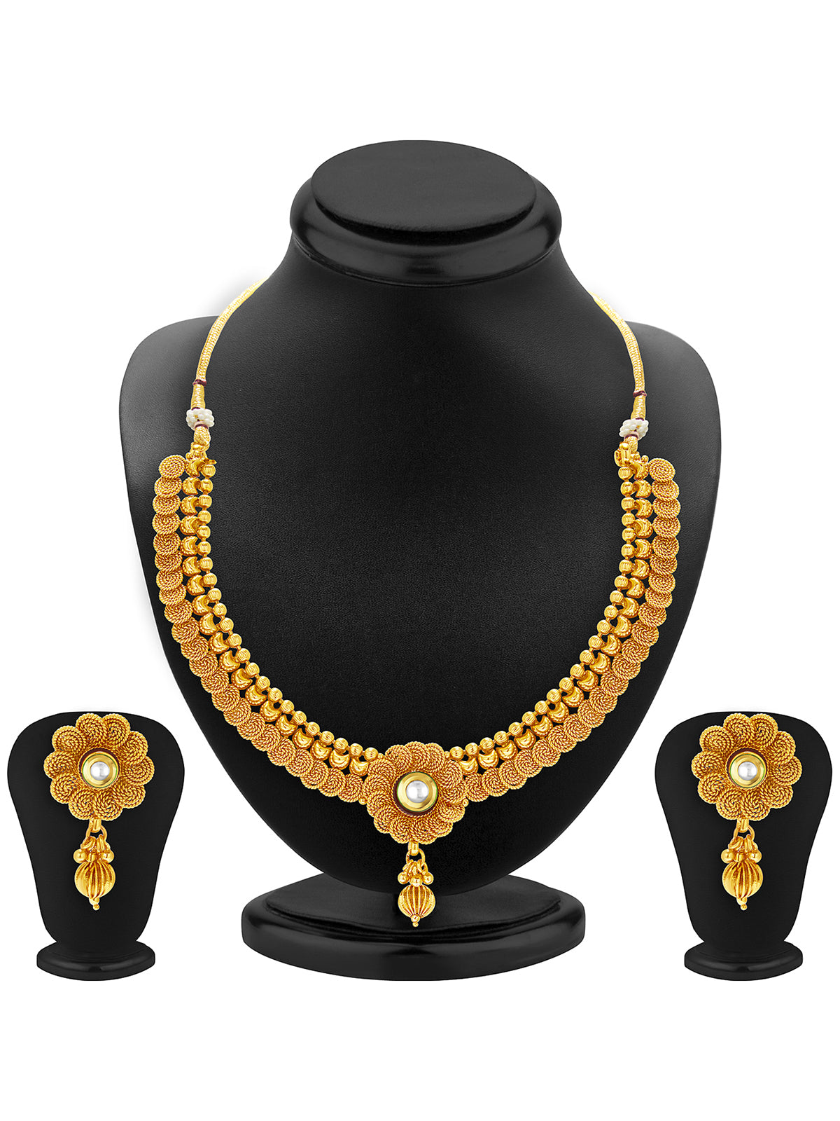Sukkhi Floral Gold Plated Kundan Choker Necklace Set For Women 2550NGLDPP1800