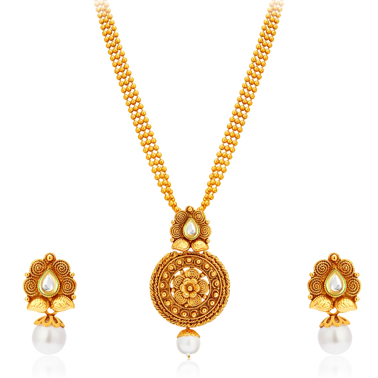 Sukkhi Graceful Pearl Gold Plated Kundan Necklace Set For Women 2581NKDP450