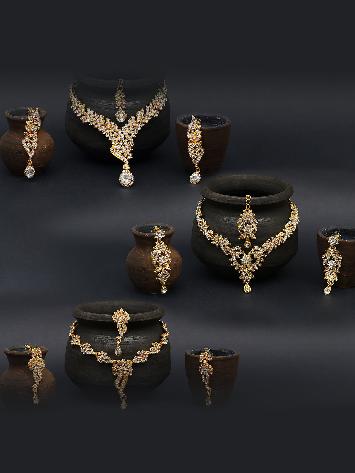 Sukkhi Pleasing Gold Plated Austrian Diamond Necklace Set Combo for Women 263CB1960