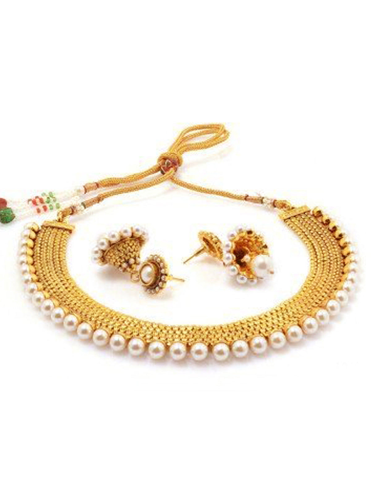 Sukkhi Glorious Gold Plated Pearl Choker Necklace Set For Women 2719NGLDPP1250