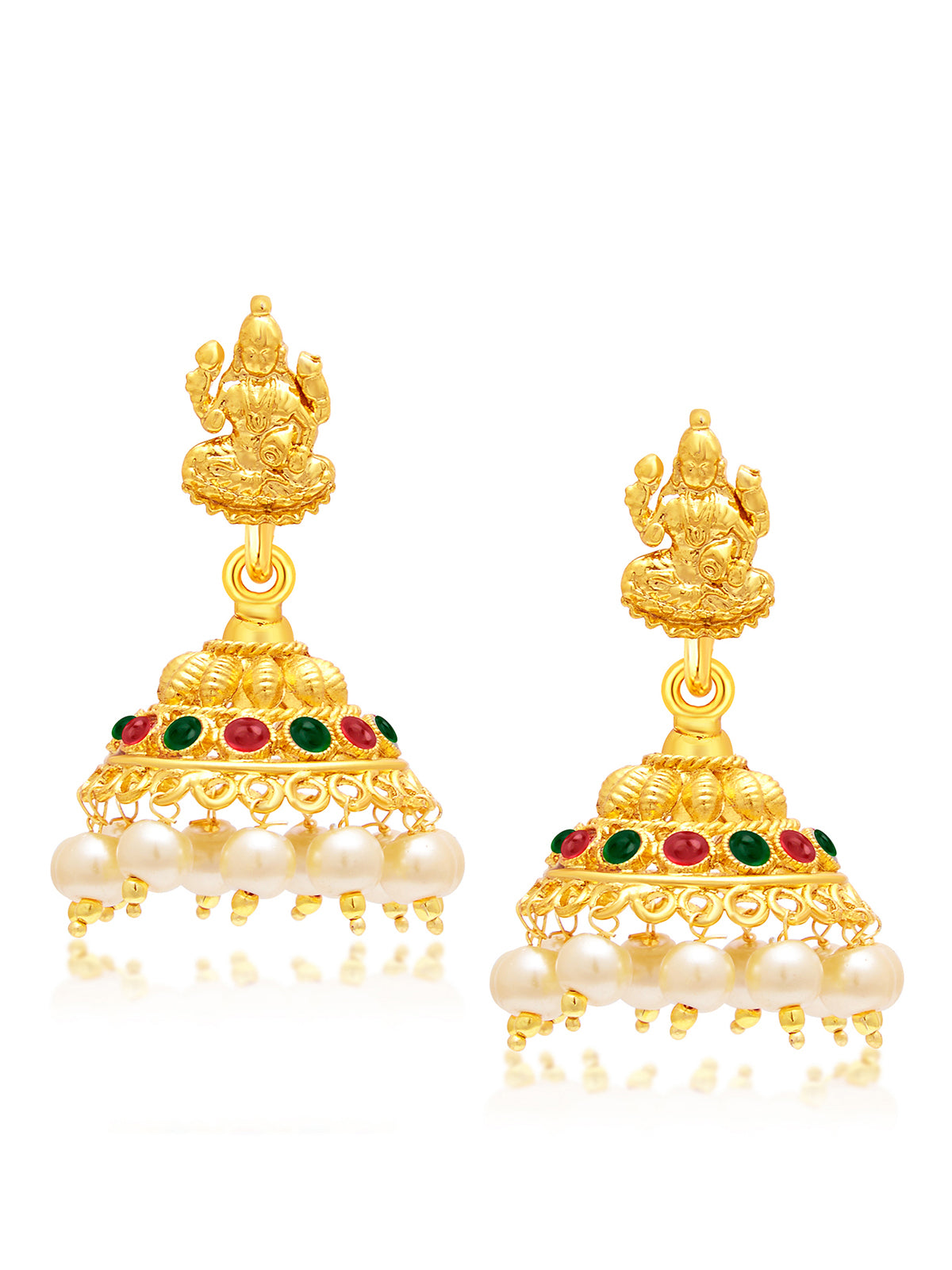 Sukkhi Designer Pearl Gold Plated Laxmi Peacock Meenakari Long Haram Necklace Set For Women 3196NGLDPP1400