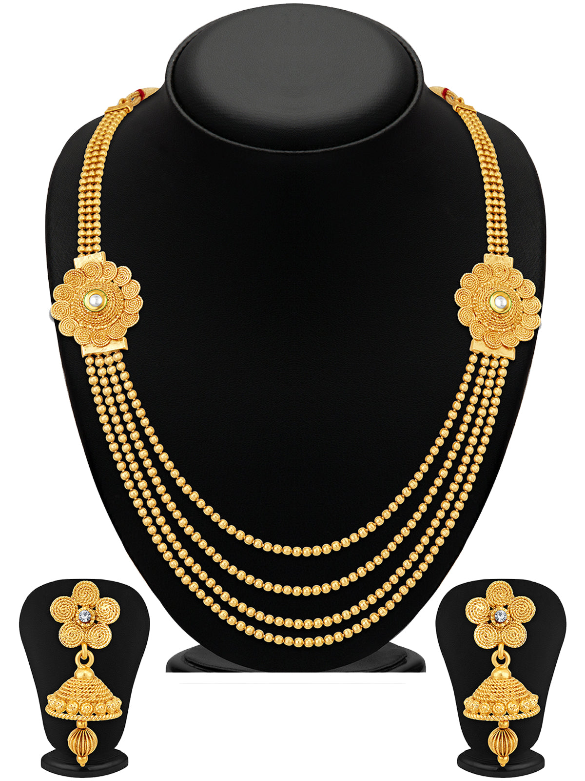 Sukkhi Floral Gold Plated Kundan Multi-String Necklace Set For Women 3252NGLDPKN1000