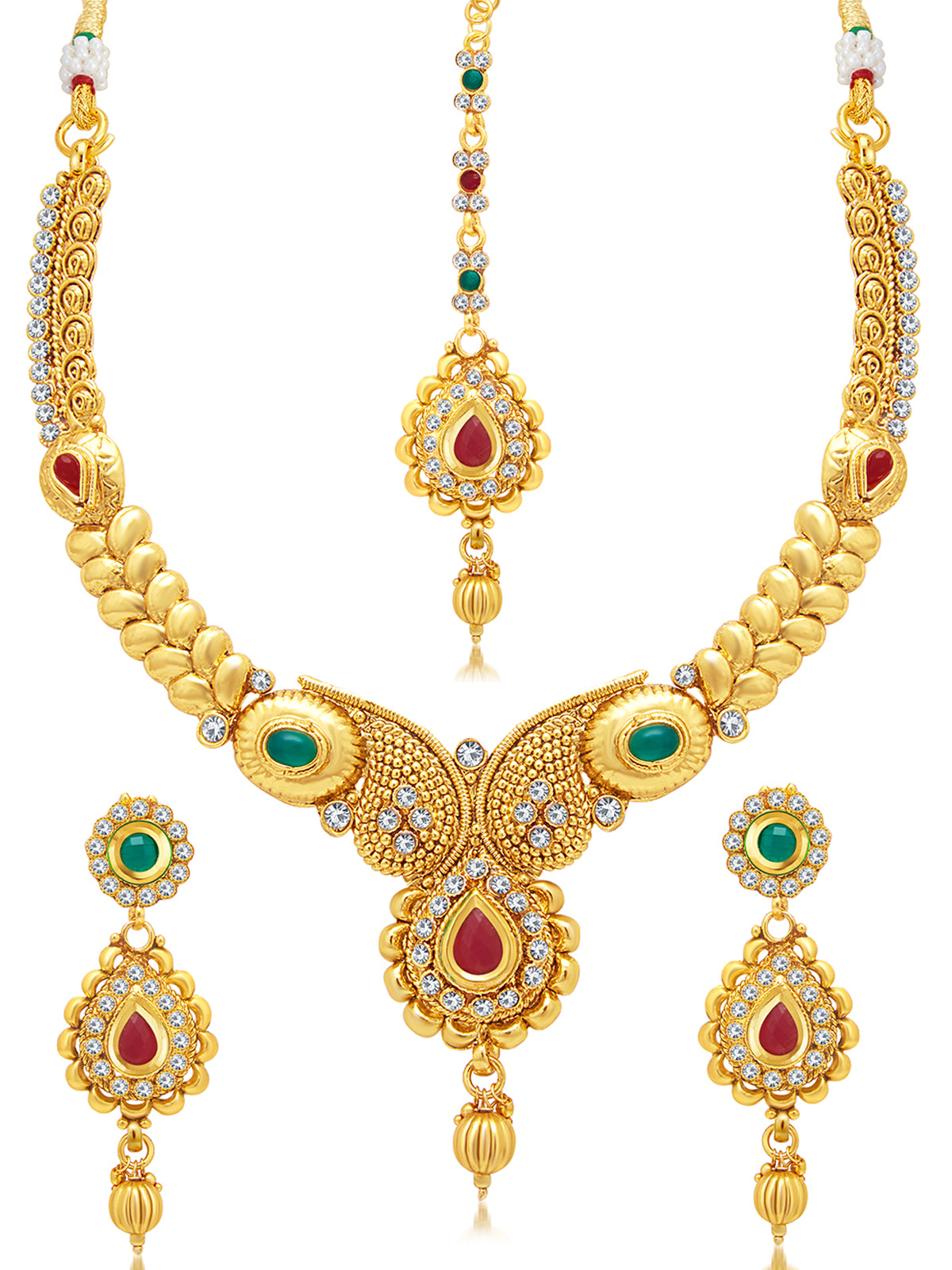 Sukkhi Gorgeous Gold Plated Austrian Diamond Choker Necklace Set For Women 3270NGLDPJ1400