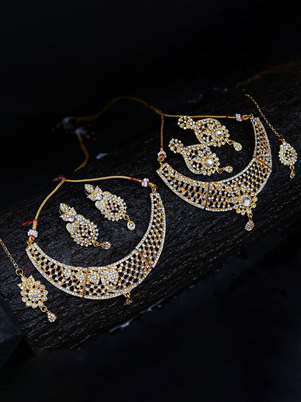 Sukkhi Amazing Gold Plated Austrian Diamond Choker Necklace Set Combo For Women 381CB2000