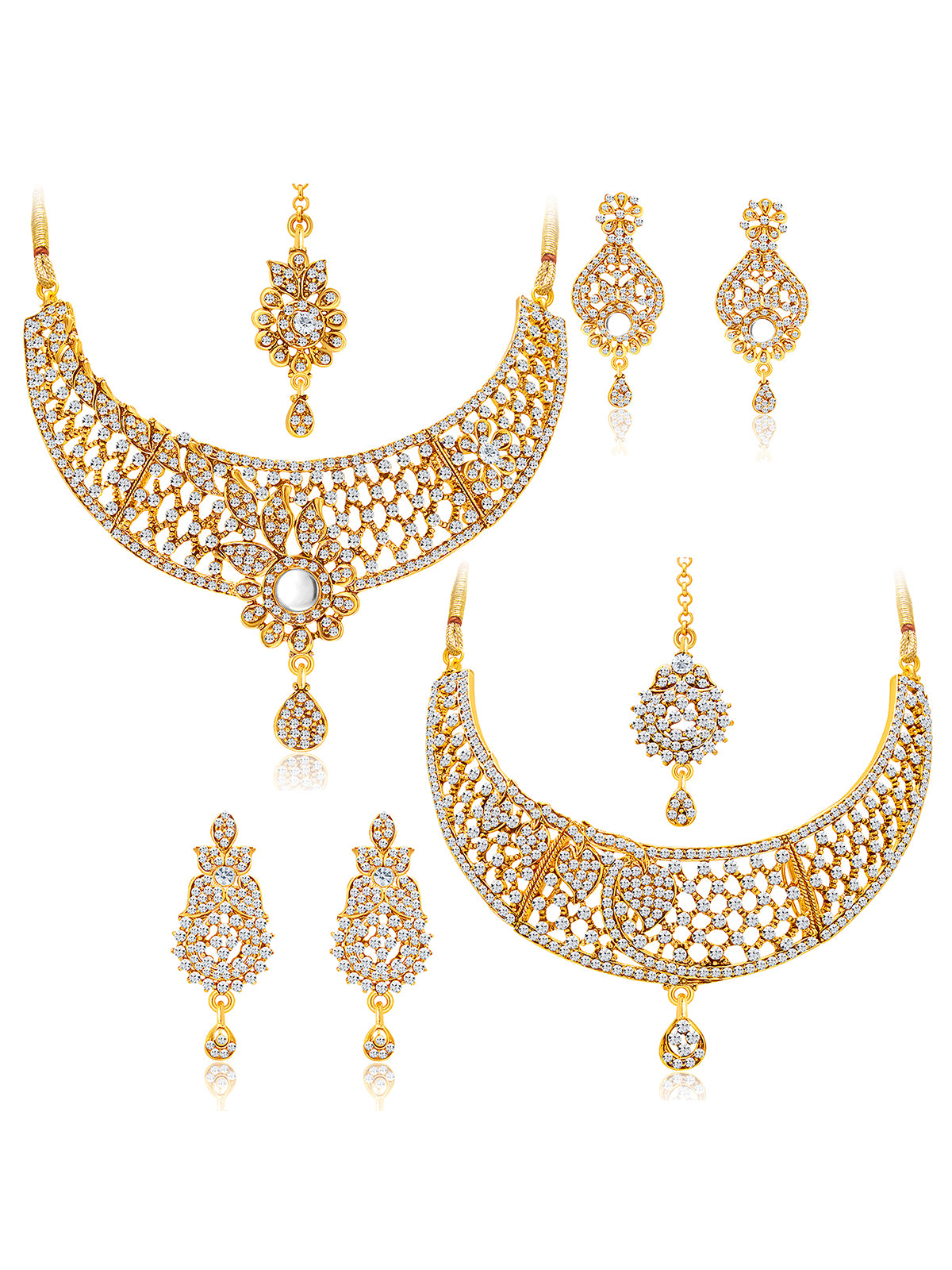 Sukkhi Amazing Gold Plated Austrian Diamond Choker Necklace Set Combo For Women 381CB2000