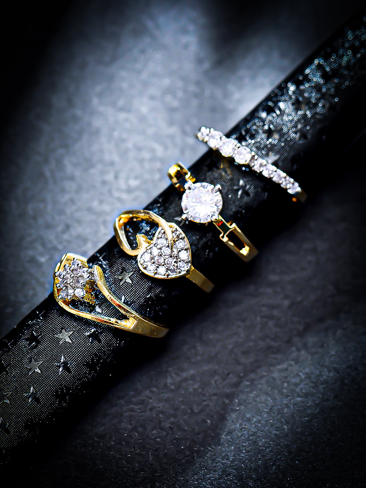 Sukkhi Artistically Gold Plated Cz Set Of 4 Ladies Ring Combo For Women 447CB1300
