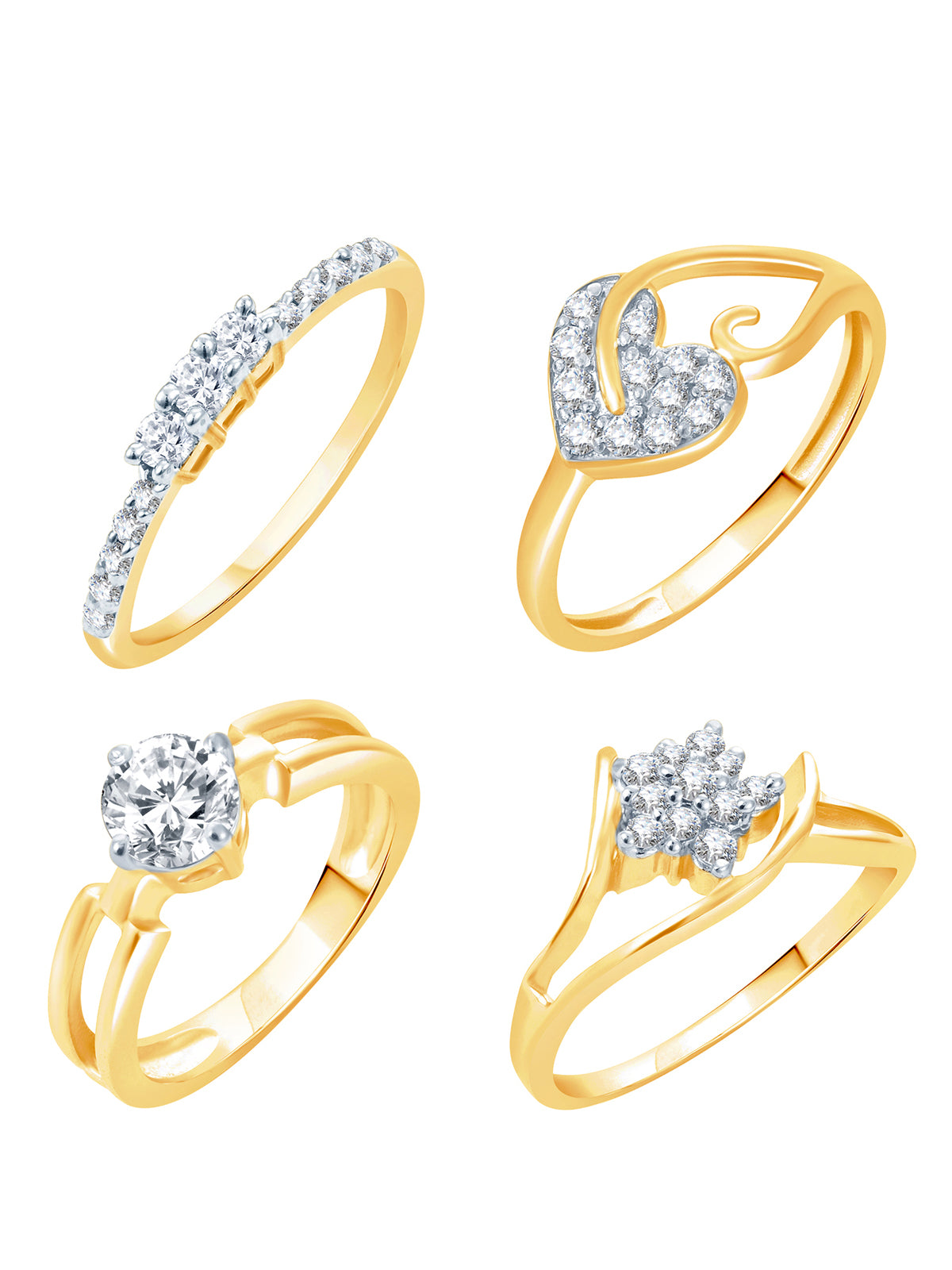 Sukkhi Artistically Gold Plated Cz Set Of 4 Ladies Ring Combo For Women 447CB1300