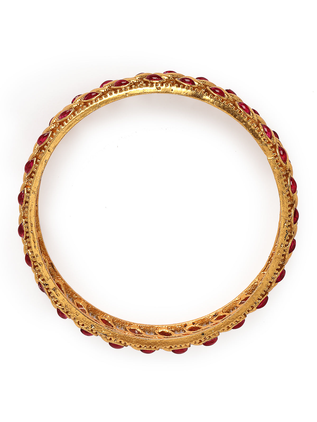 Sukkhi Ethnic Gold Plated Red Broad Kada Bracelet Bangle Jewellery Set for Women & Girls|Set of 2 Latest Design| Birthday Anniversary Gift for Women|B105850