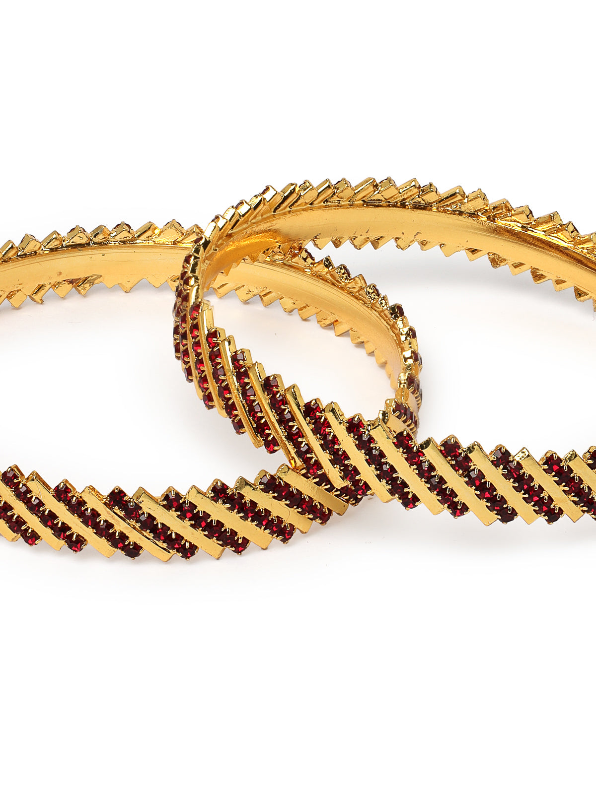 Sukkhi Bollywood Style Gold Tone Plated Red AD Stones Studded Set of 2 Kada Bracelet Bangle Jewellery Set for Women & Girls Latest Design| Birthday Anniversary Gift for Women|B105854
