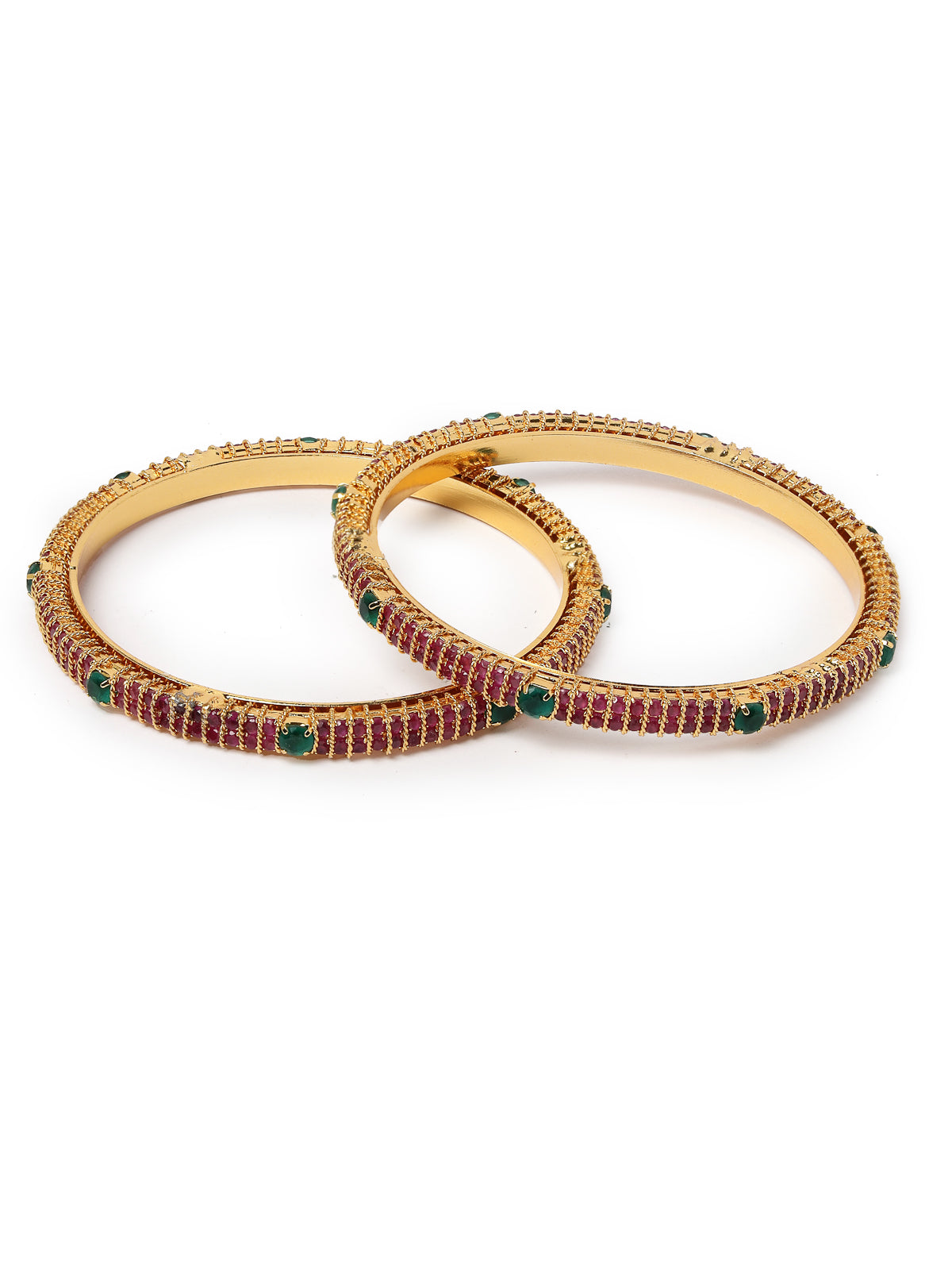 Sukkhi Decorative Gold Tone Plated Red And Green Kada Bracelet Bangle Jewellery Set for Women & Girls | Set of 2 Latest Design | Birthday Anniversary Gift for Women|B105864