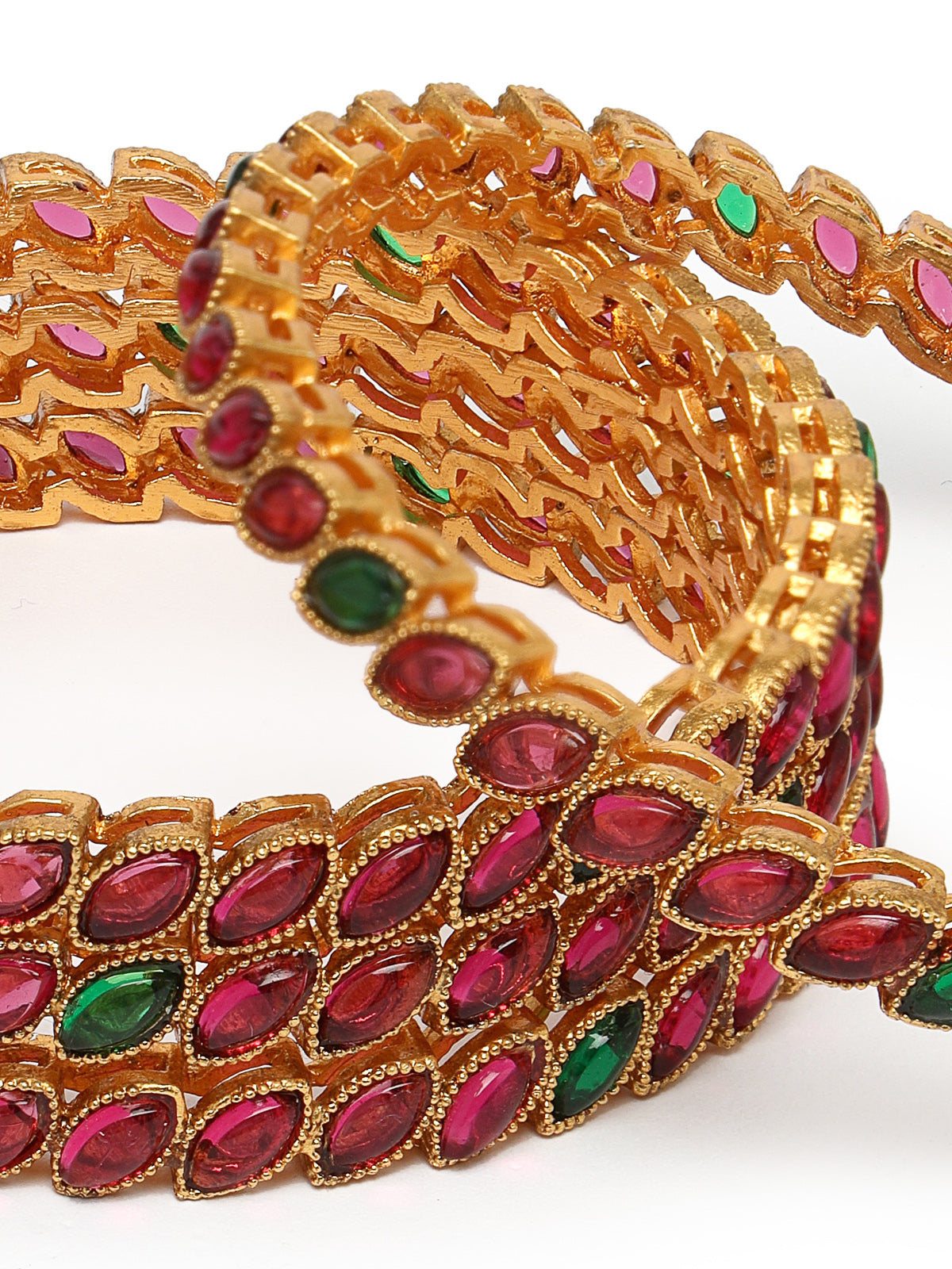 Sukkhi Attractive Gold Plated Red And Green Bracelet Bangle Jewellery Set for Women & Girls | Set of 4 Latest Design | Birthday Anniversary Gift for Women|B105866