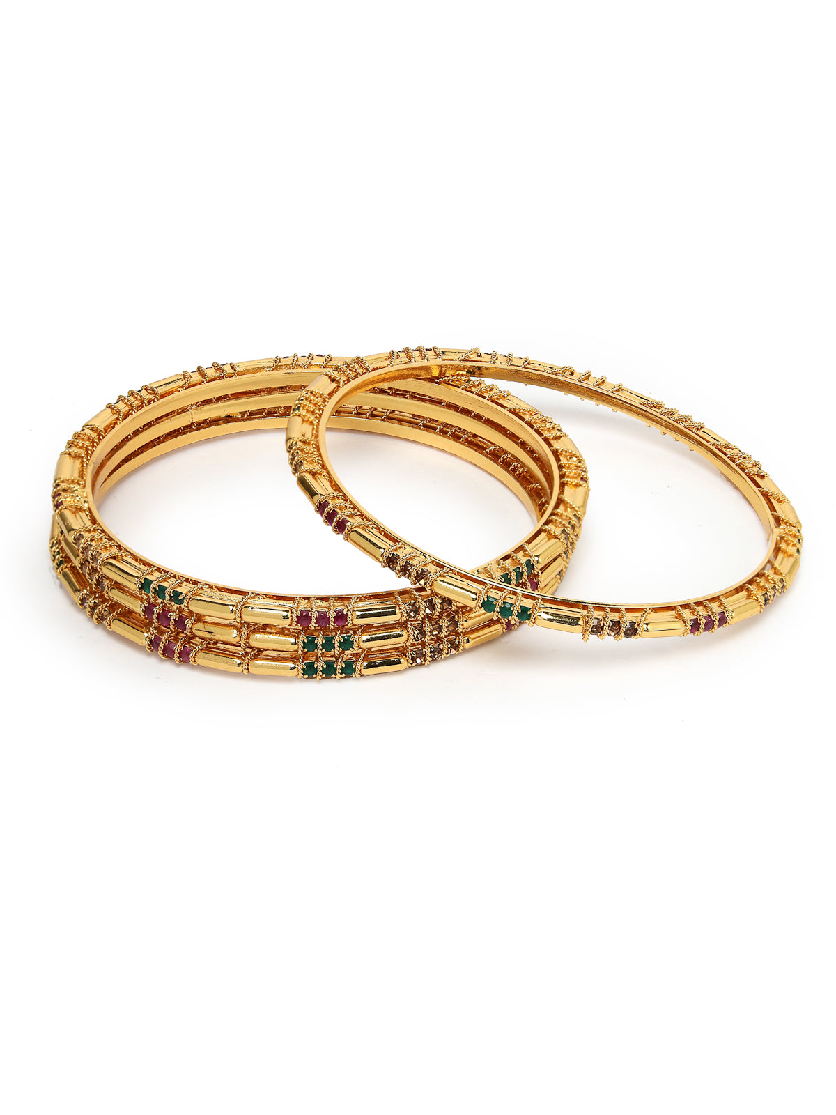 Sukkhi Latest Traditional Style Gold Plated Red And Green Thin Bracelet Bangle Set Jewellery for Women & Girls | Set of 4 Latest Design | Birthday Anniversary Gift for Women|B105870
