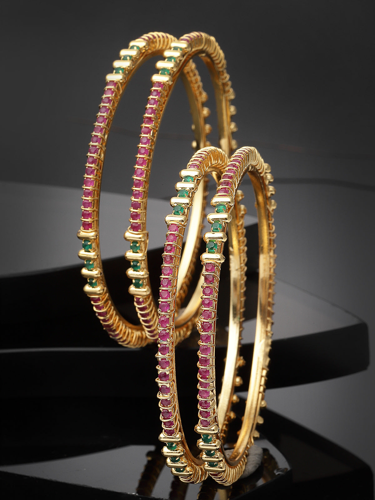 Sukkhi Bewitching Stylish Gold Plated Red And Green Thin Bracelet Bangle Set Jewellery for Women & Girls | Set of 4 Latest Design | Birthday Anniversary Gift for Women|B105872