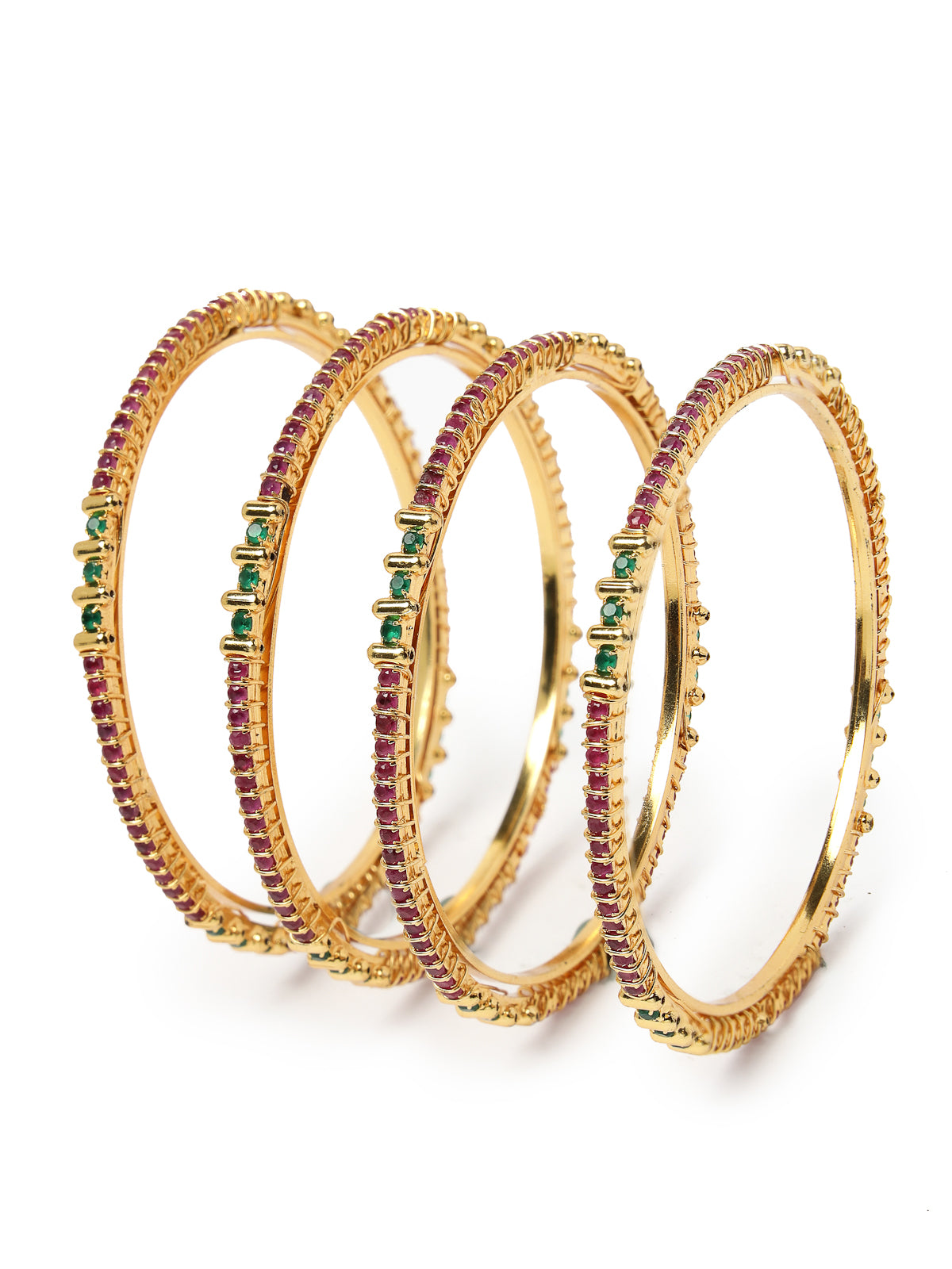 Sukkhi Bewitching Stylish Gold Plated Red And Green Thin Bracelet Bangle Set Jewellery for Women & Girls | Set of 4 Latest Design | Birthday Anniversary Gift for Women|B105872