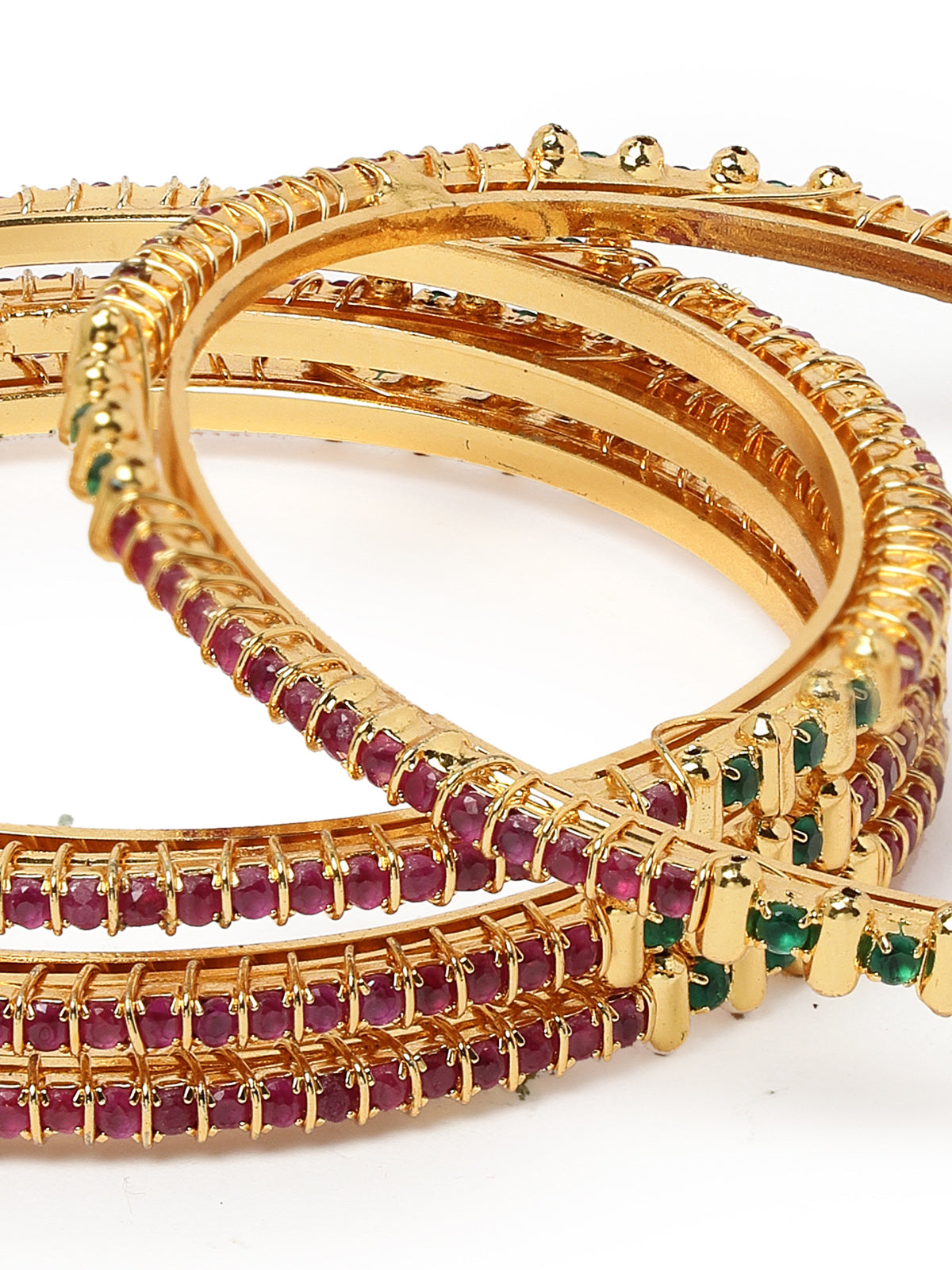 Sukkhi Bewitching Stylish Gold Plated Red And Green Thin Bracelet Bangle Set Jewellery for Women & Girls | Set of 4 Latest Design | Birthday Anniversary Gift for Women|B105872