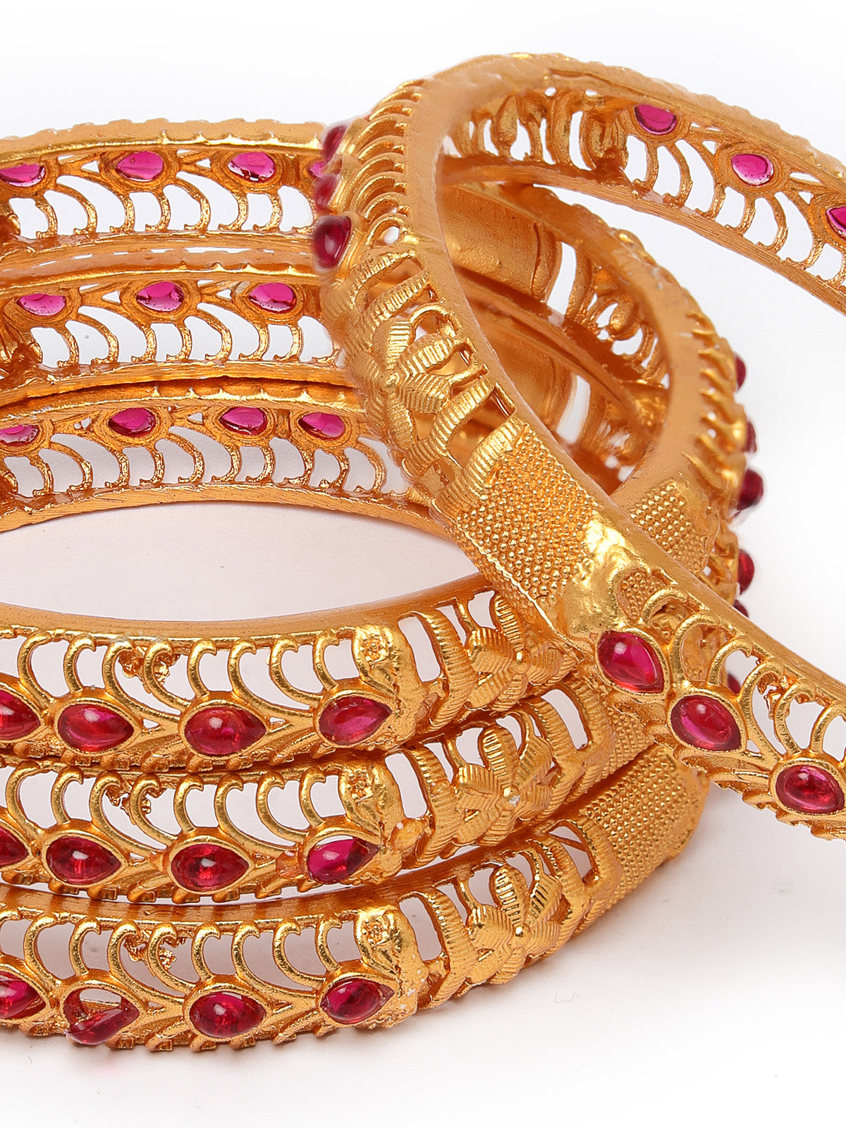 Sukkhi Lavish Gold Plated Red Bracelet Bangle Set Jewellery for Women & Girls | Set of 4 Latest Design | Birthday Anniversary Gift for Women|B105881