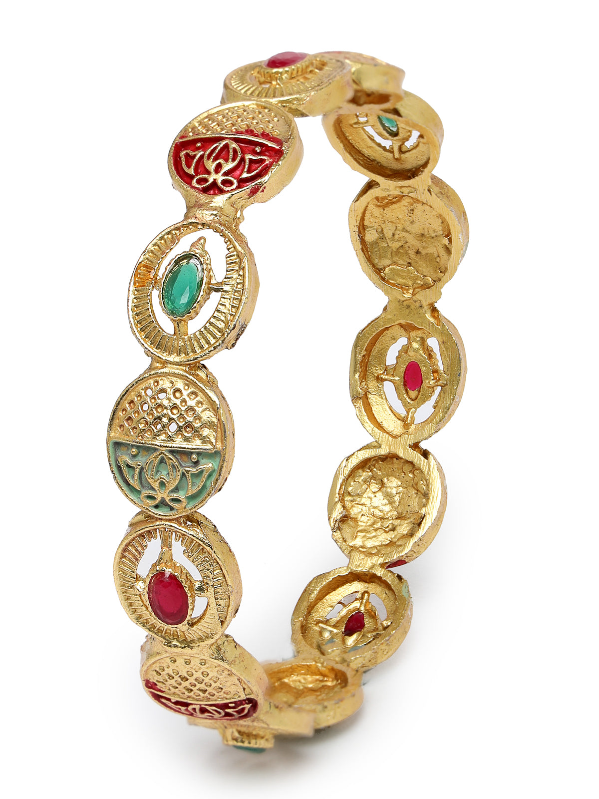 Sukkhi Southwest-Inspired Gold Plated White AD Stone With Meenakari Worked Bracelet Bangle Set Jewellery for Women & Girls|Set of 4 Latest Design|Birthday Anniversary Gift for Women|B105884