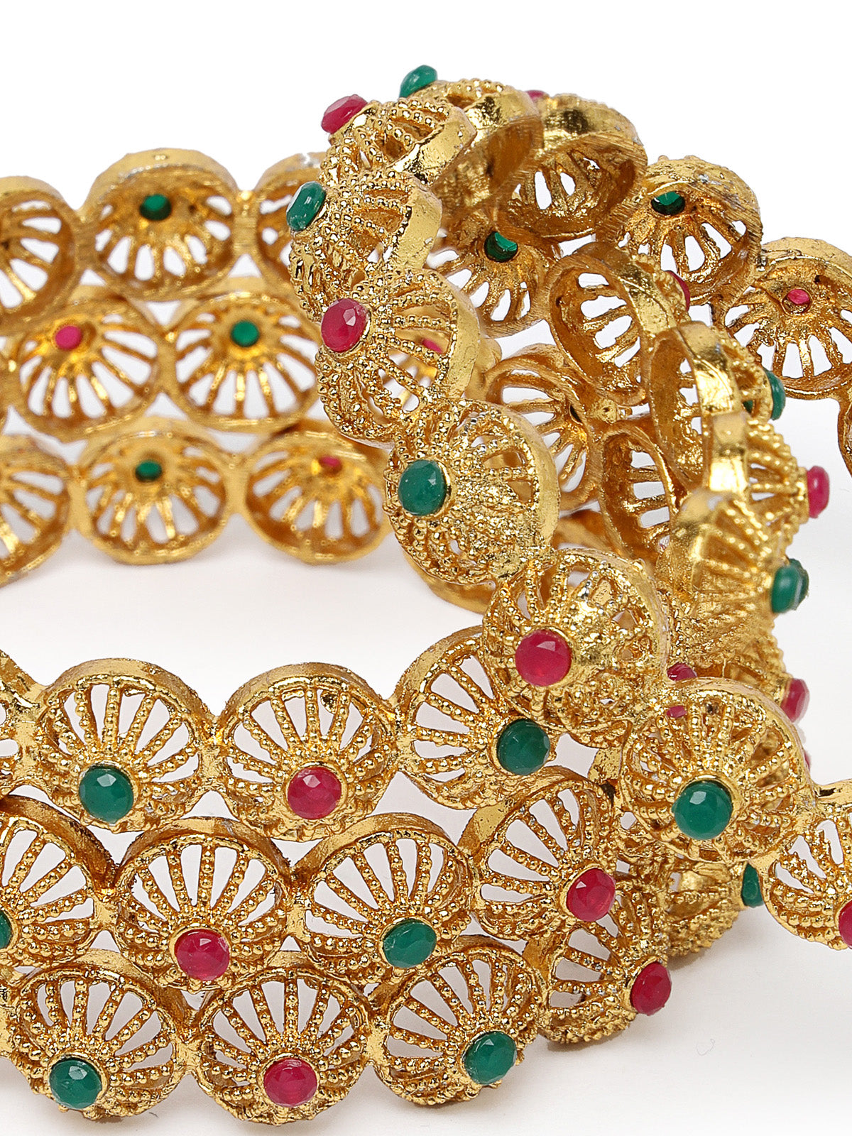 Sukkhi Indian Classic Gold Plated Red And Green Bracelet Bangle Set Jewellery for Women & Girls | Set of 4 Latest Design | Birthday Anniversary Gift for Women|B105888