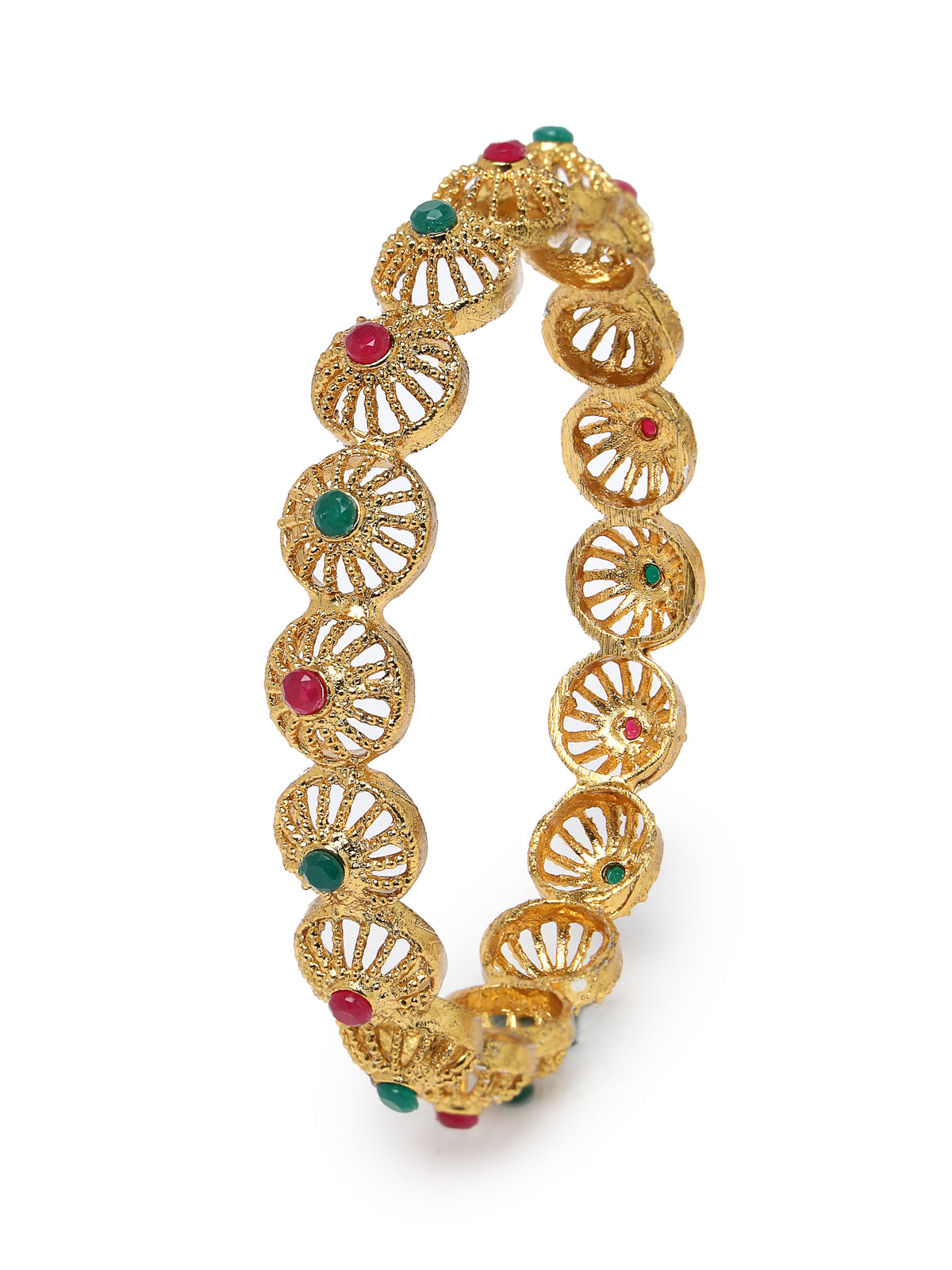 Sukkhi Indian Classic Gold Plated Red And Green Bracelet Bangle Set Jewellery for Women & Girls | Set of 4 Latest Design | Birthday Anniversary Gift for Women|B105888