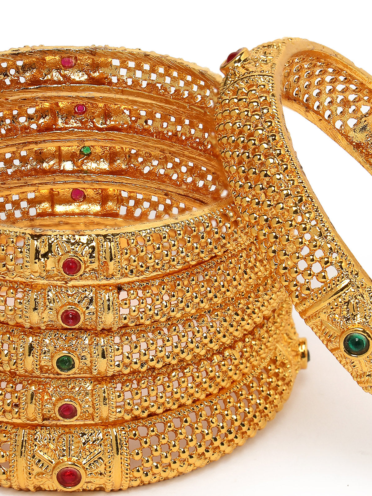 Sukkhi Indian Bridal Stylish Gold Plated Red And Green Bracelet Bangle Set Jewellery for Women & Girls | Set of 6 Latest Design | Birthday Anniversary Gift for Women|B105889