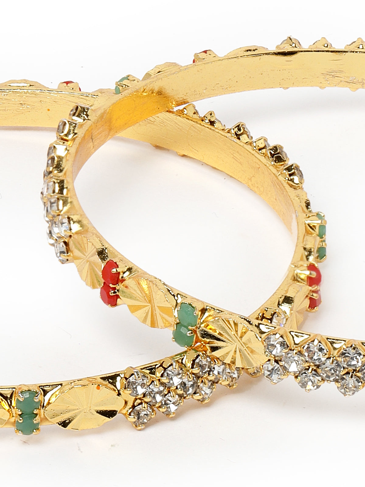 Sukkhi Admirable Gold Plated Multicolor White AD Stones Set of 2 Bracelet Bangle Set Jewellery for Women & Girls|Latest Design|Birthday Anniversary Gift for Women|B105897