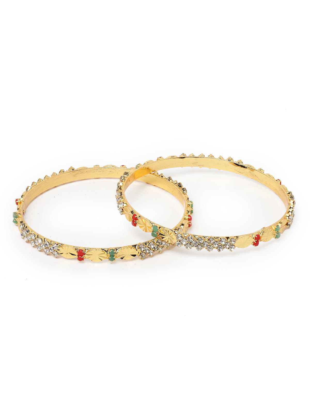 Sukkhi Admirable Gold Plated Multicolor White AD Stones Set of 2 Bracelet Bangle Set Jewellery for Women & Girls|Latest Design|Birthday Anniversary Gift for Women|B105897