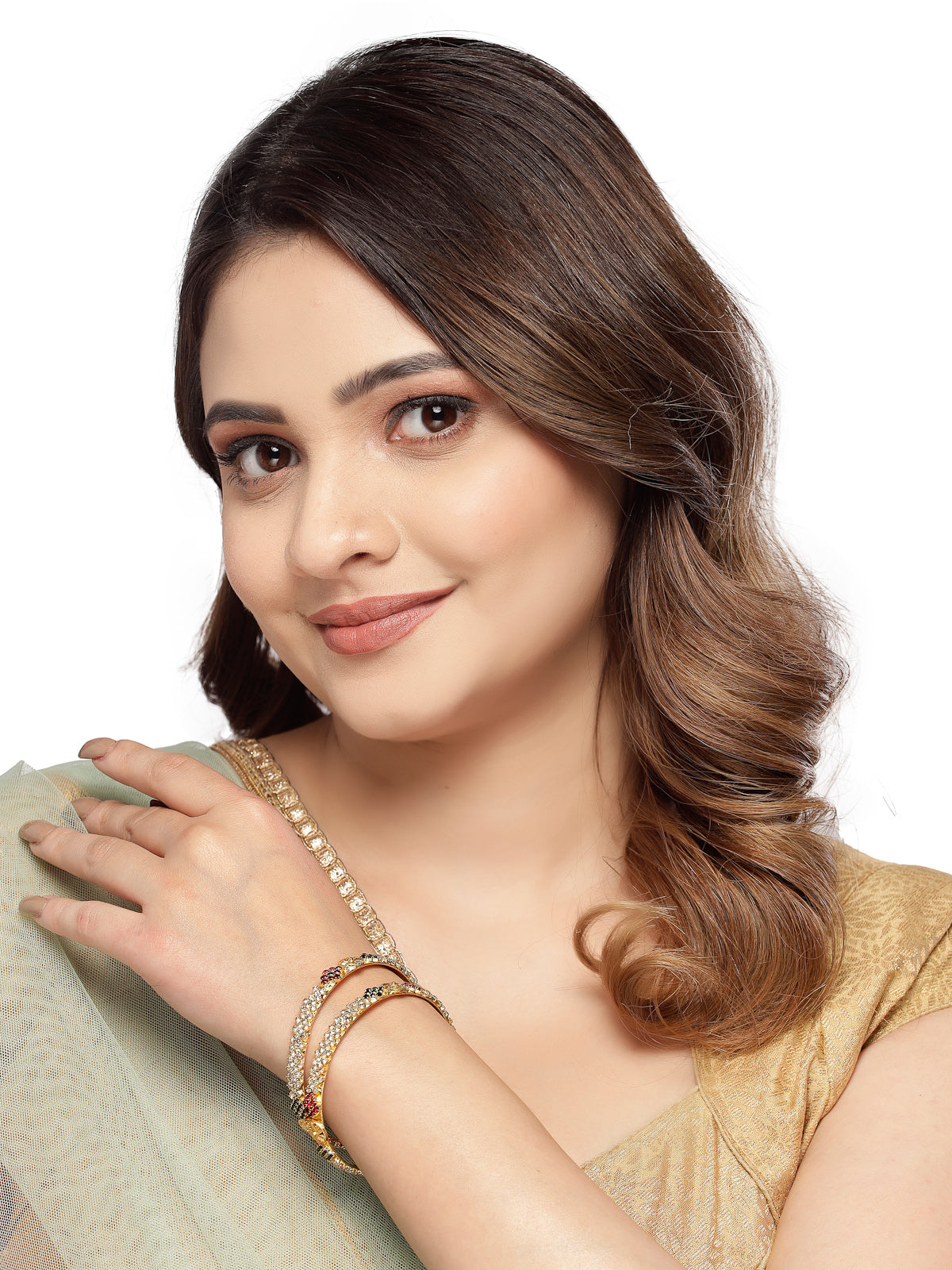 Sukkhi Beautiful Gold Plated Multicolor AD Stones Set of 2 Bracelet Bangle Set Jewellery for Women & Girls|Latest Design|Birthday Anniversary Gift for Women|B105898