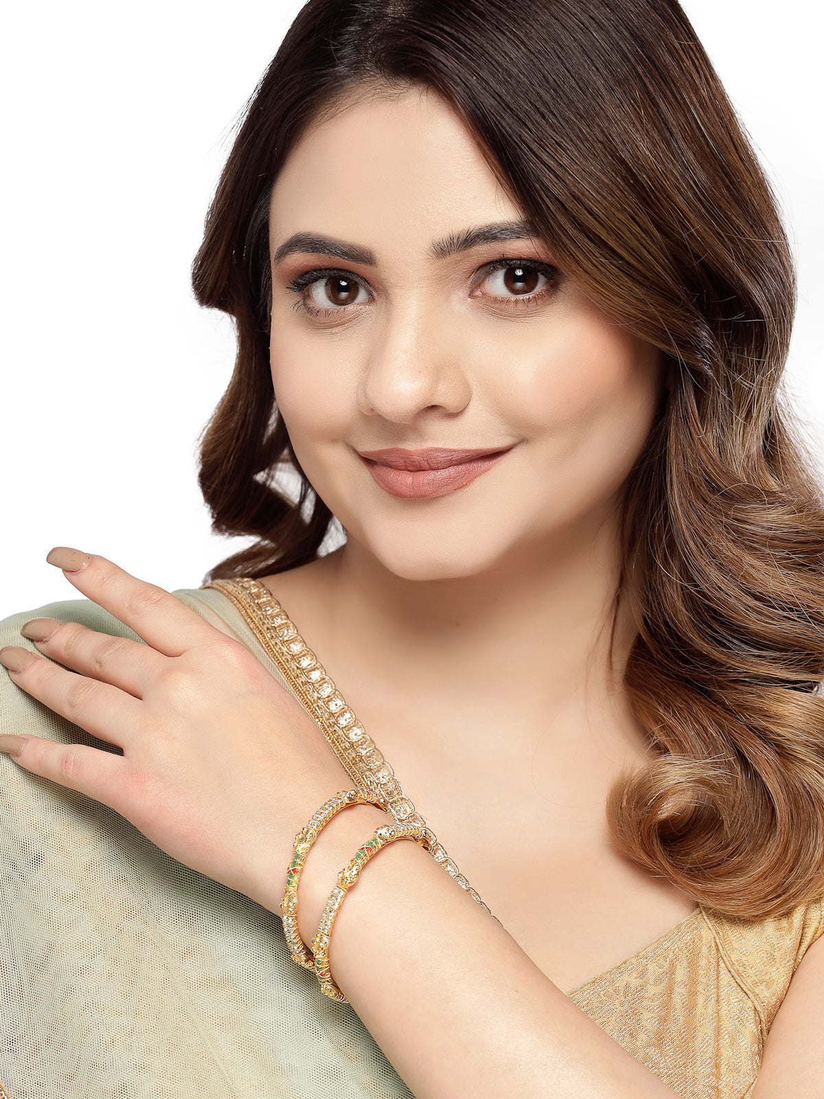 Sukkhi Trendy Gold Plated Multicolor White AD Stones Set of 2 Bracelet Bangle Set Jewellery for Women & Girls|Latest Design|Birthday Anniversary Gift for Women|B105899