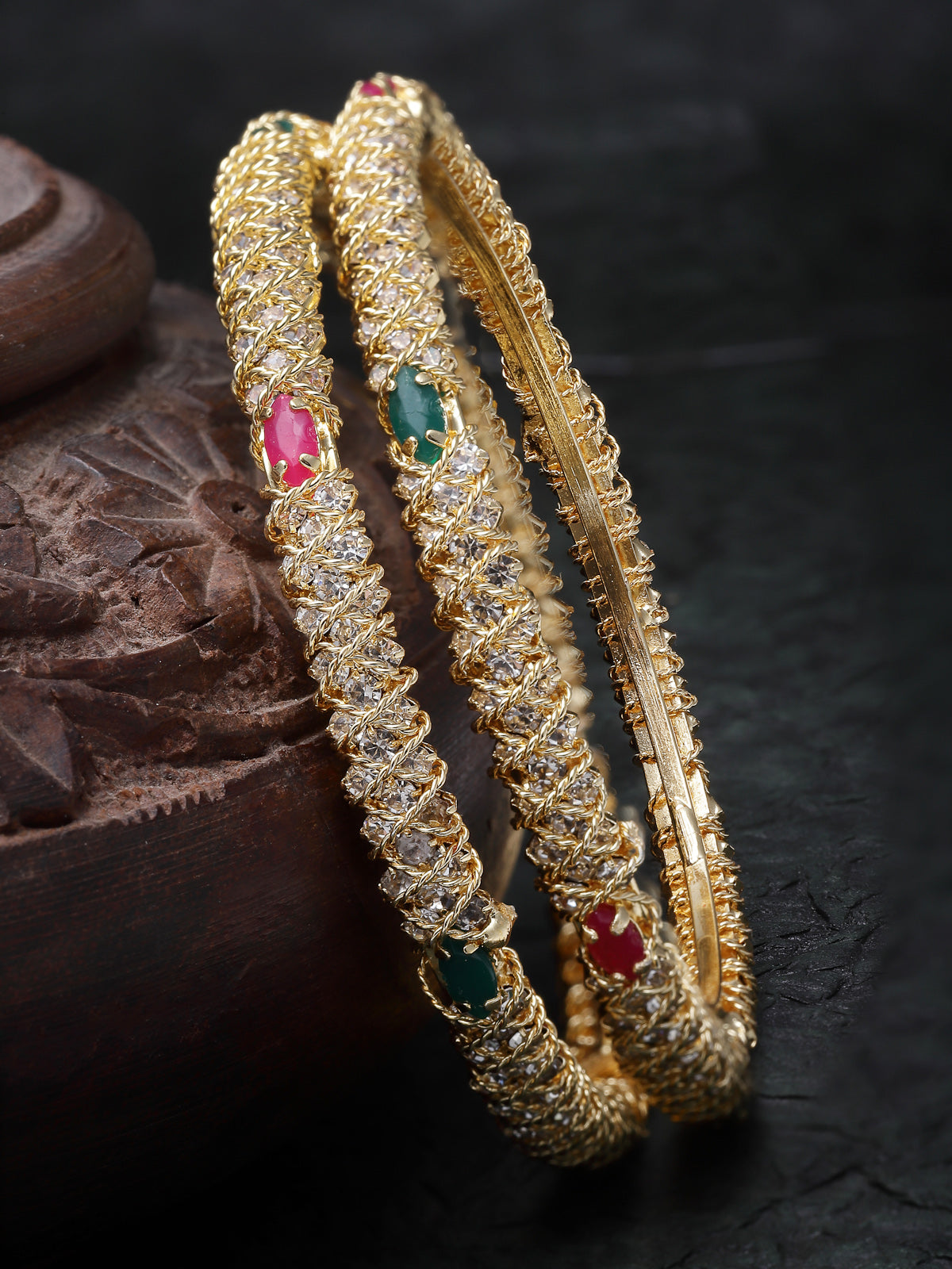 Sukkhi Attractive Gold Plated Multicolor White AD Stones Studded Set of 2 Bracelet Bangle Set Jewellery for Women & Girls|Latest Design|Birthday Anniversary Gift for Women|B105900