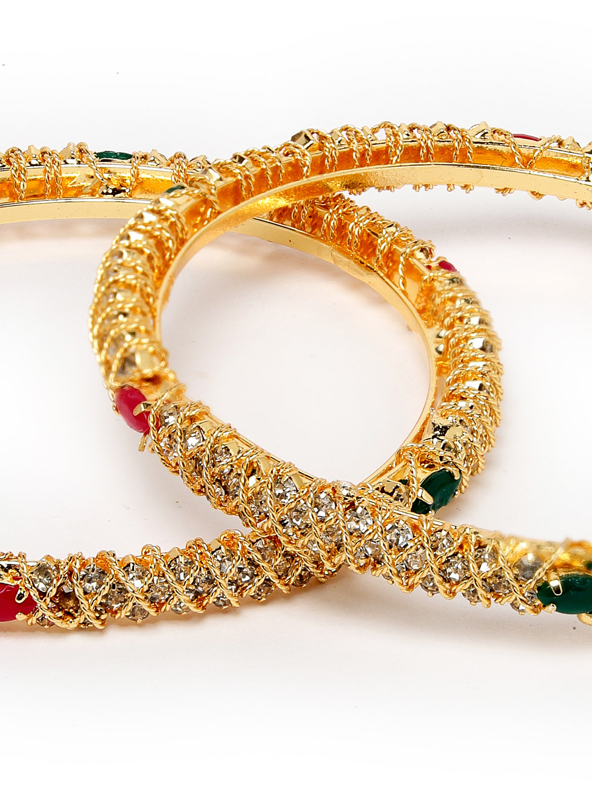 Sukkhi Attractive Gold Plated Multicolor White AD Stones Studded Set of 2 Bracelet Bangle Set Jewellery for Women & Girls|Latest Design|Birthday Anniversary Gift for Women|B105900