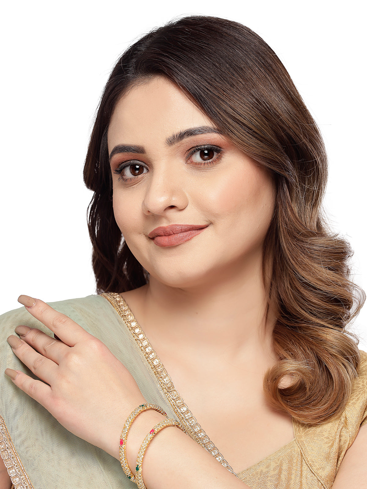Sukkhi Attractive Gold Plated Multicolor White AD Stones Studded Set of 2 Bracelet Bangle Set Jewellery for Women & Girls|Latest Design|Birthday Anniversary Gift for Women|B105900