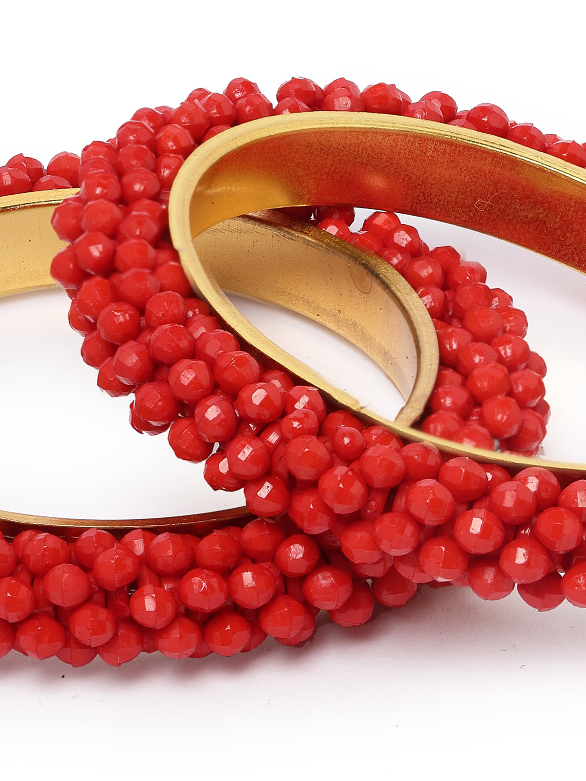 Sukkhi Attractive Gold Tone Plated Red Faux Beaded Bracelet Bangle Set Jewellery for Women & Girls|Set of 2 Latest Design|Birthday Anniversary Gift for Women|B105904