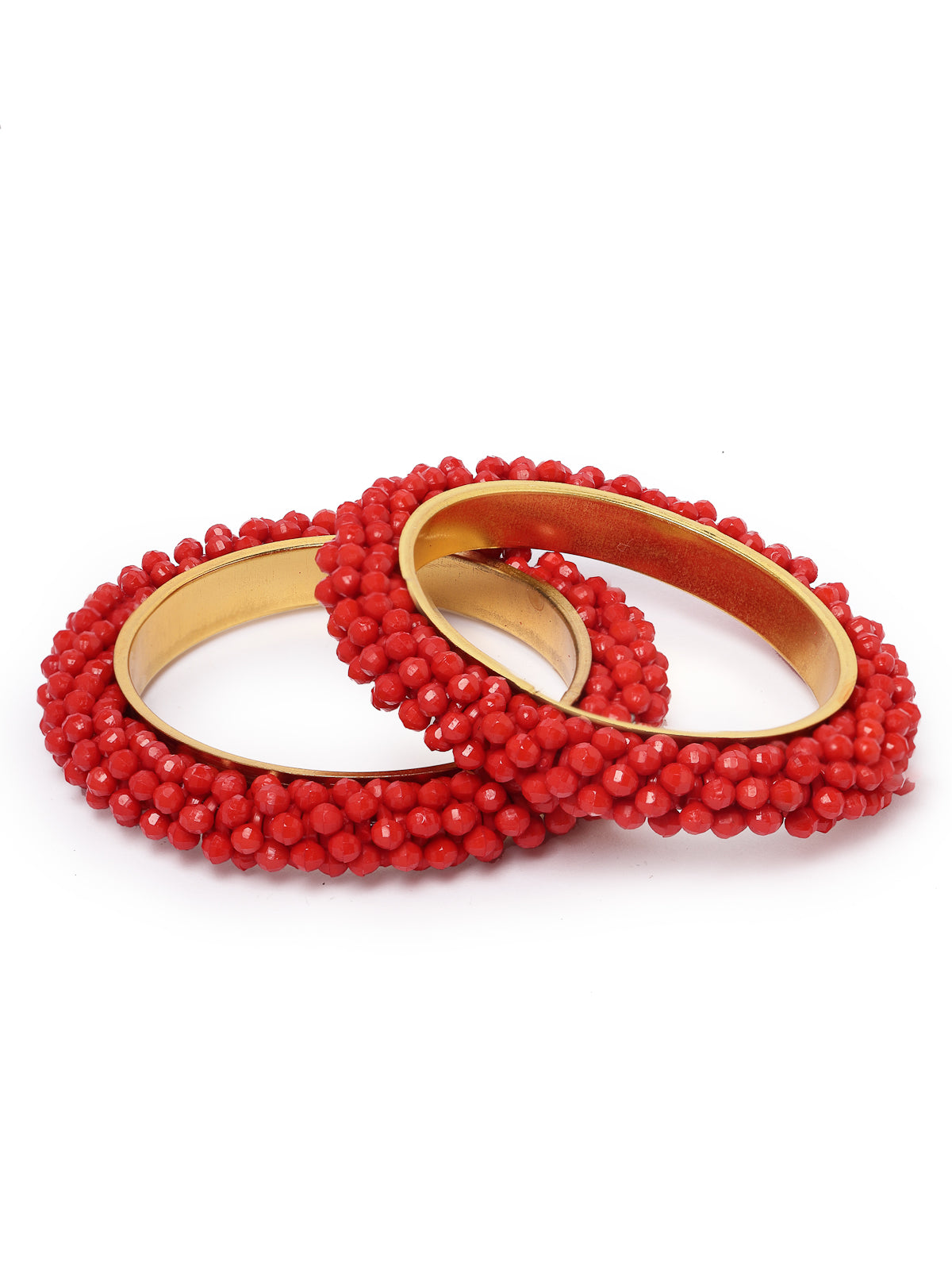 Sukkhi Attractive Gold Tone Plated Red Faux Beaded Bracelet Bangle Set Jewellery for Women & Girls|Set of 2 Latest Design|Birthday Anniversary Gift for Women|B105904