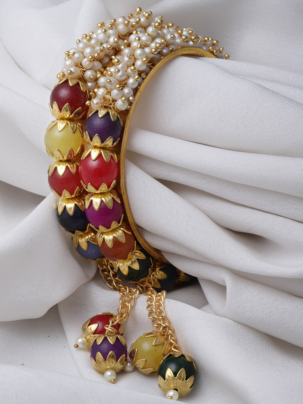 Sukkhi Pretty Multicolor Gold Tone Plated Hanging Beaded Bracelet Bangle Set Jewellery for Women & Girls|Set of 2 Latest Design|Birthday Anniversary Gift for Women|B105906