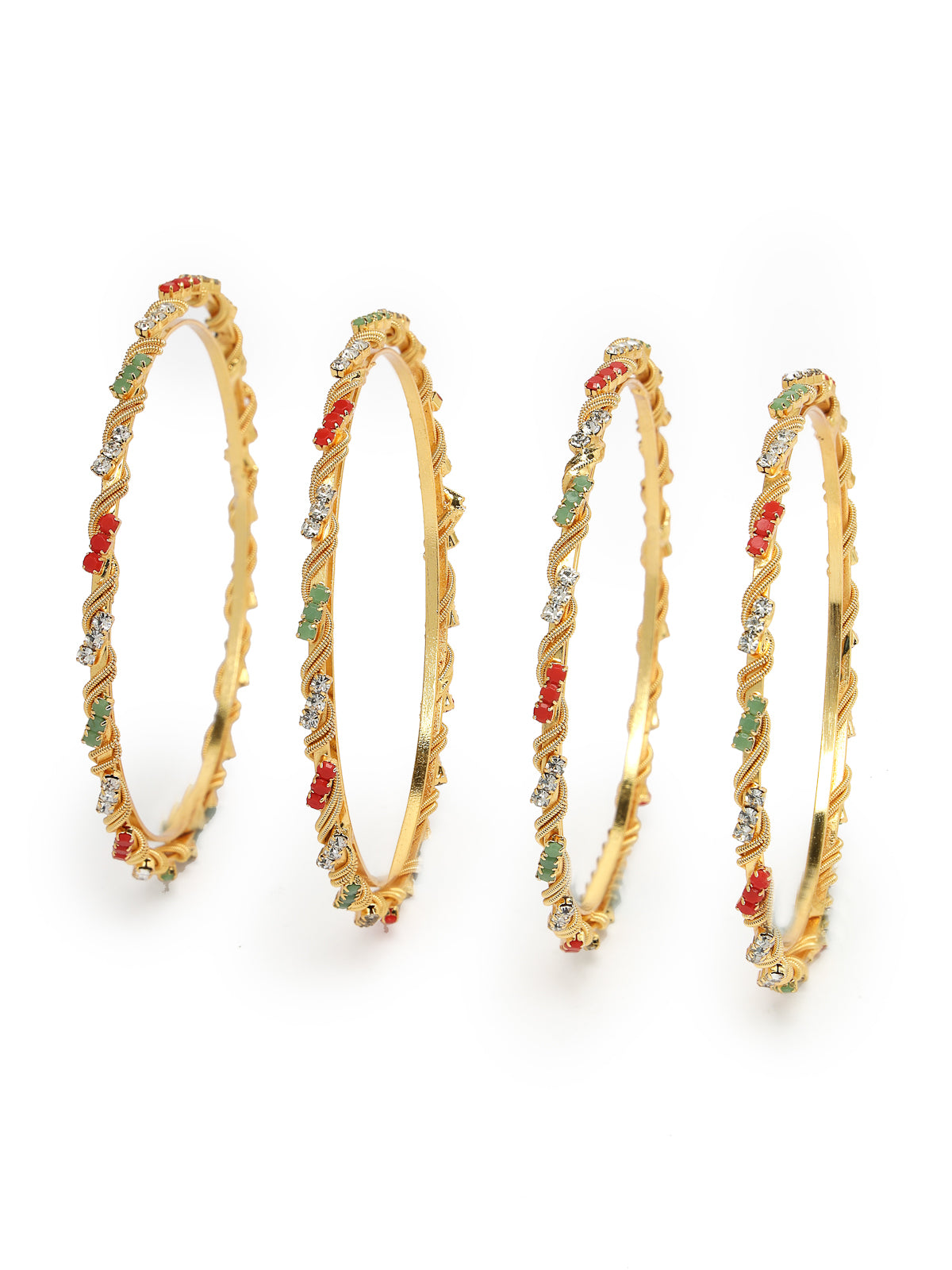 Sukkhi Exotic Gold Plated Multicolor White AD Stones Thin Bracelet Bangle Set Jewellery for Women & Girls|Set of 4 Latest Design|Birthday Anniversary Gift for Women|B105910