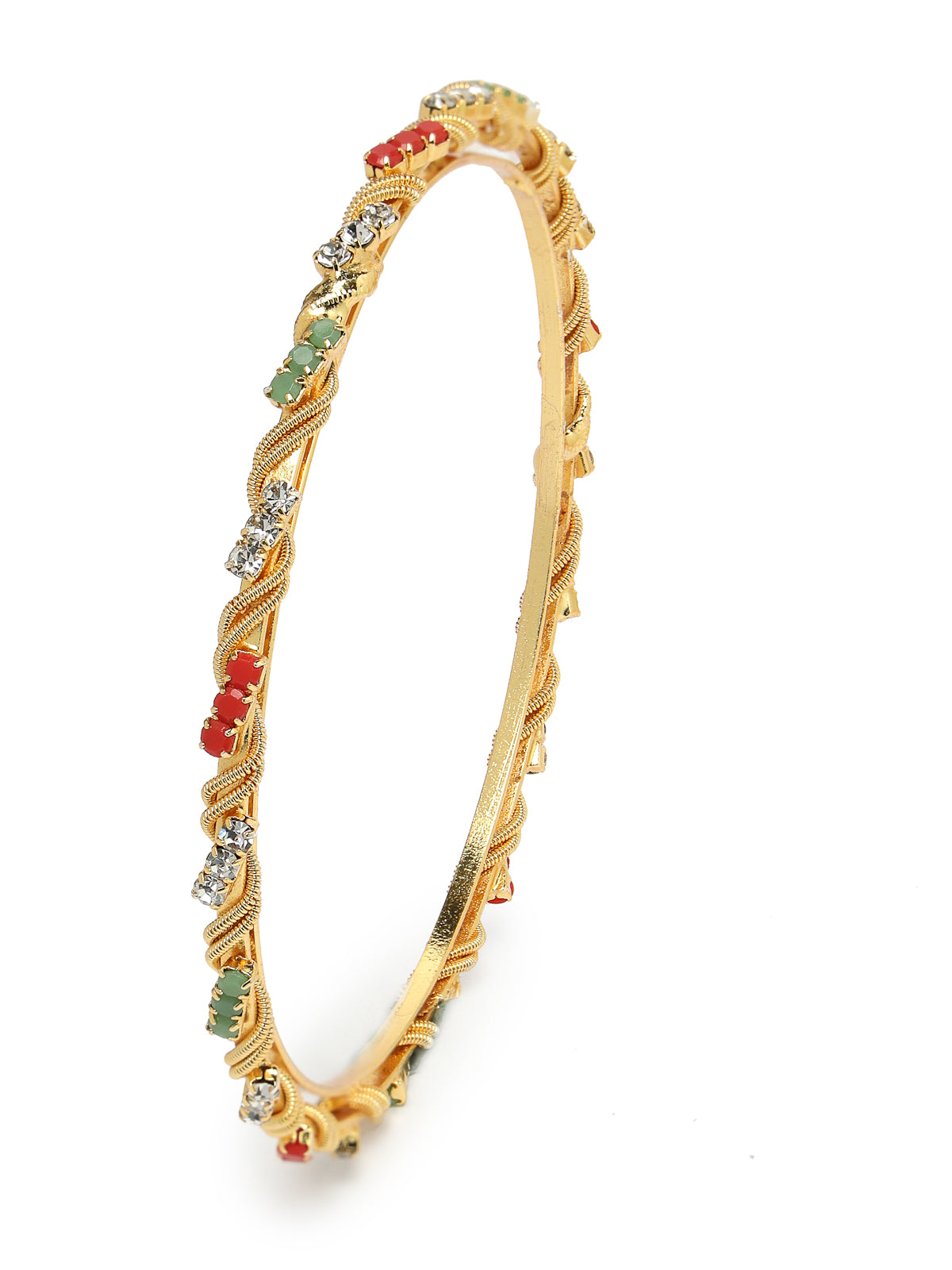 Sukkhi Exotic Gold Plated Multicolor White AD Stones Thin Bracelet Bangle Set Jewellery for Women & Girls|Set of 4 Latest Design|Birthday Anniversary Gift for Women|B105910