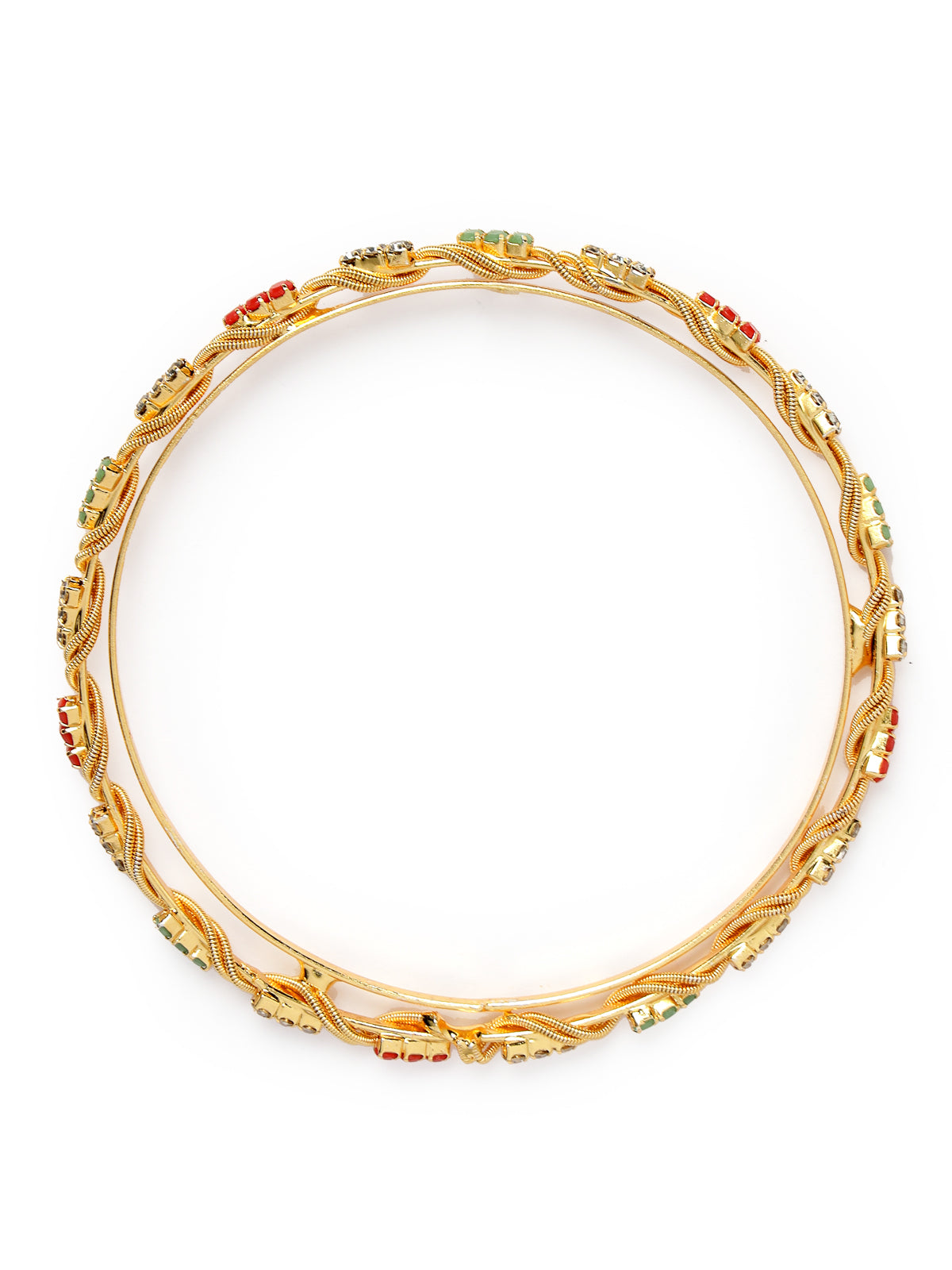 Sukkhi Exotic Gold Plated Multicolor White AD Stones Thin Bracelet Bangle Set Jewellery for Women & Girls|Set of 4 Latest Design|Birthday Anniversary Gift for Women|B105910
