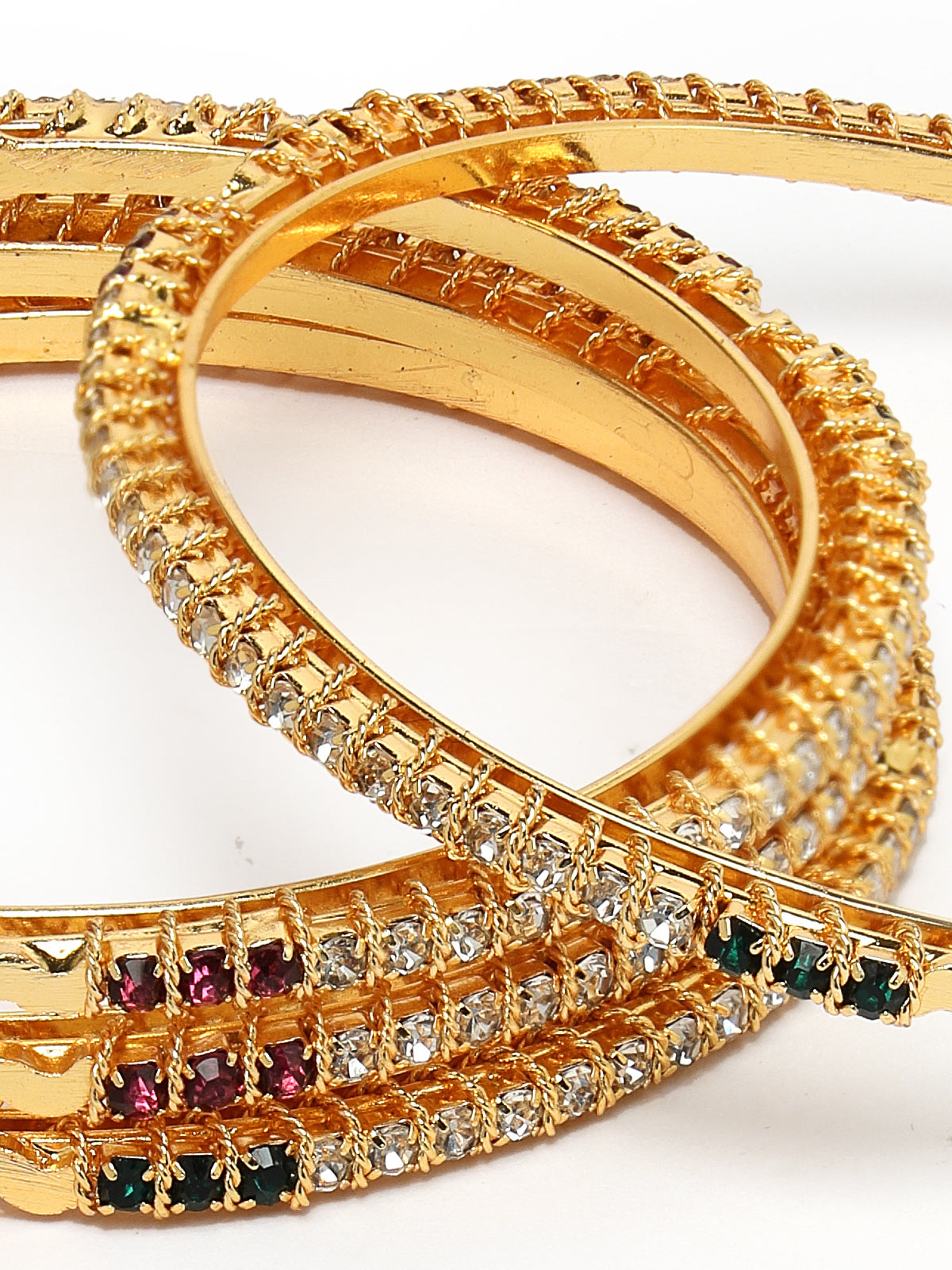 Sukkhi Unique Gold Plated Multicolor White AD Stones Thin Bracelet Bangle Set Jewellery for Women & Girls|Set of 4 Latest Design|Birthday Anniversary Gift for Women|B105911