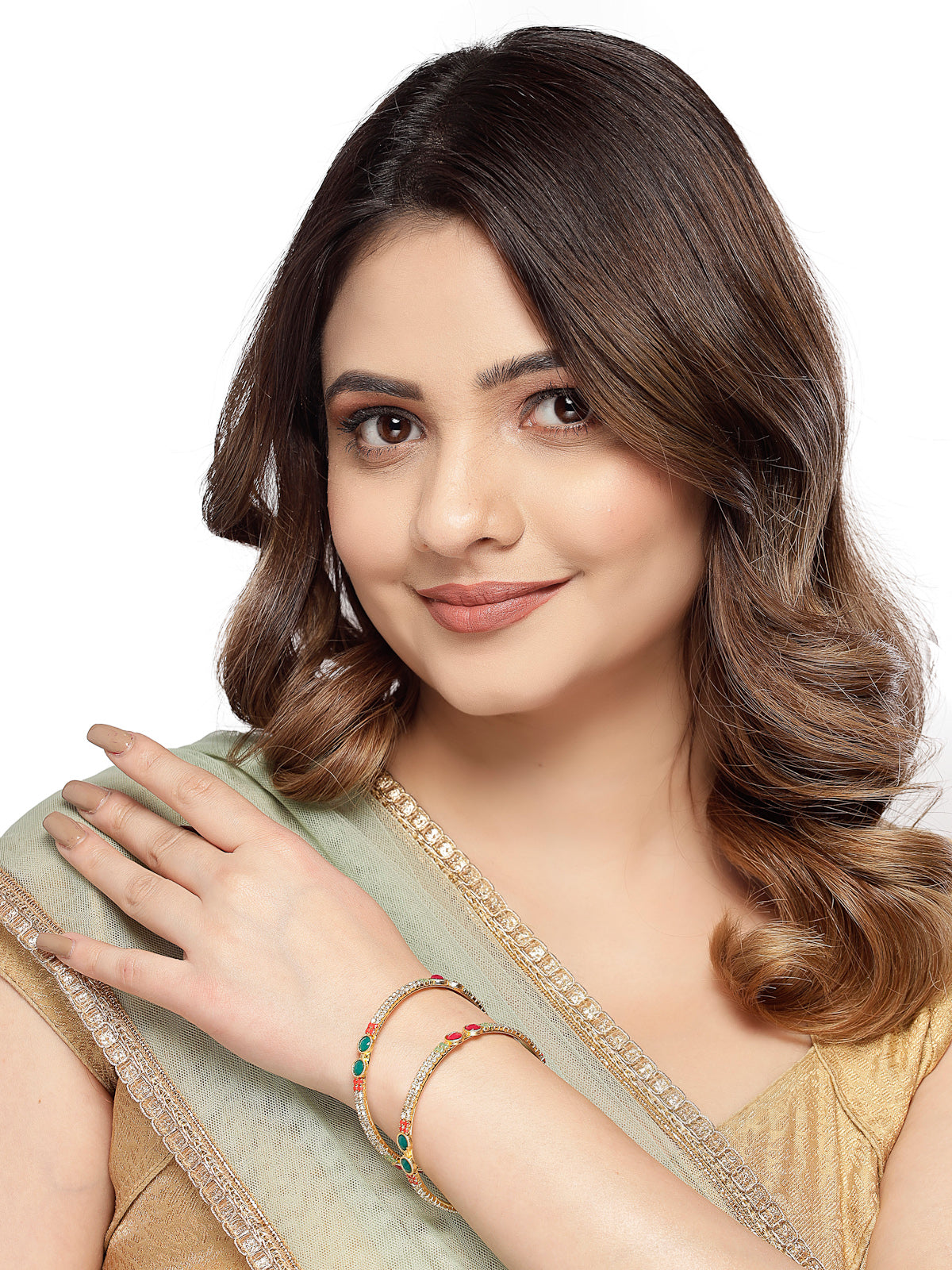 Sukkhi Iconic Gold Plated Multicolor White AD Stones Thin Bracelet Bangle Set Jewellery for Women & Girls|Set of 2 Latest Design|Birthday Anniversary Gift for Women|B105912