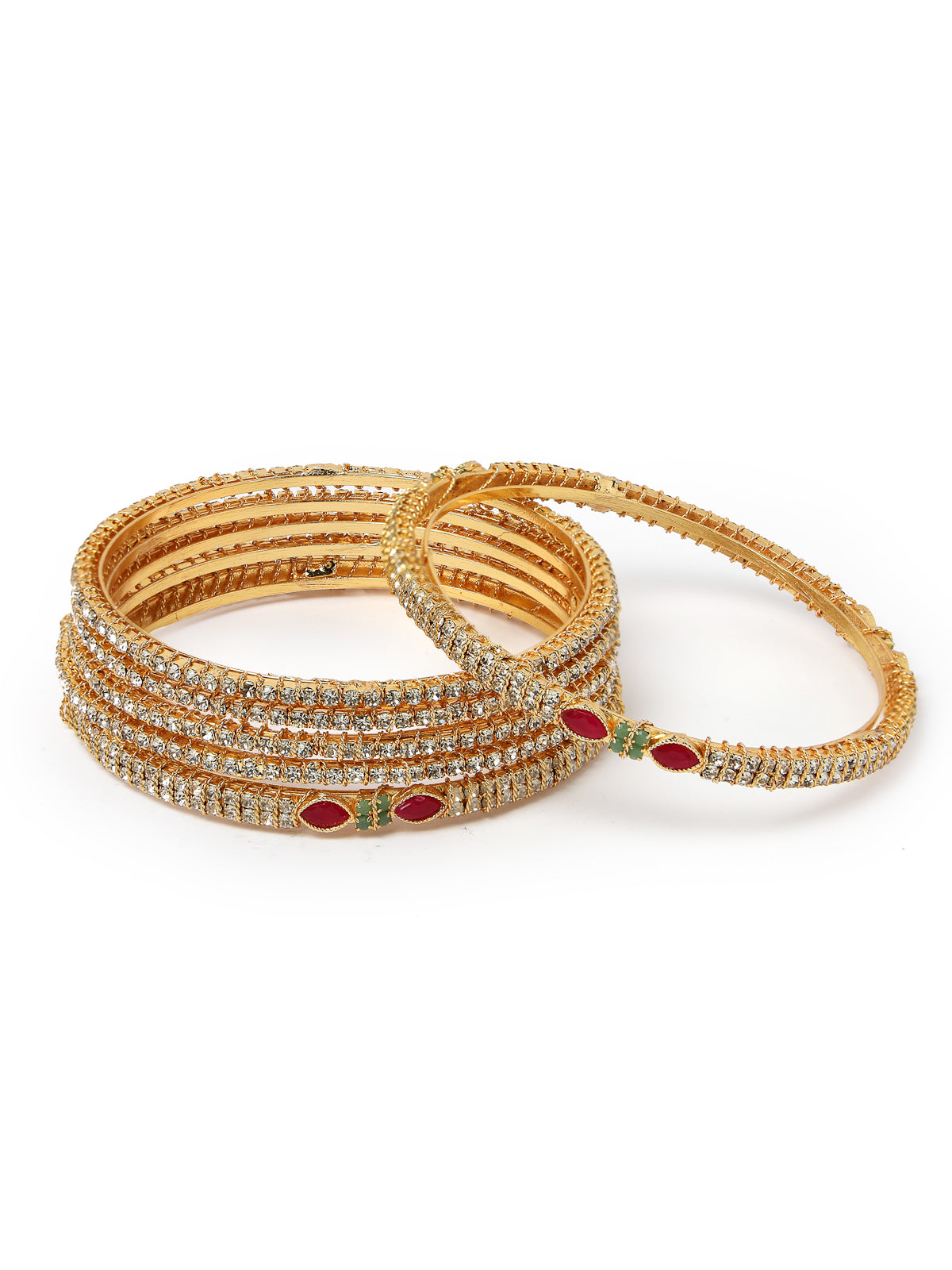 Sukkhi Stylish Looking Gold Plated Multicolor White AD Stones Thin Bracelet Bangle Set Jewellery for Women & Girls|Set of 6 Latest Design|Birthday Anniversary Gift for Women|B105915