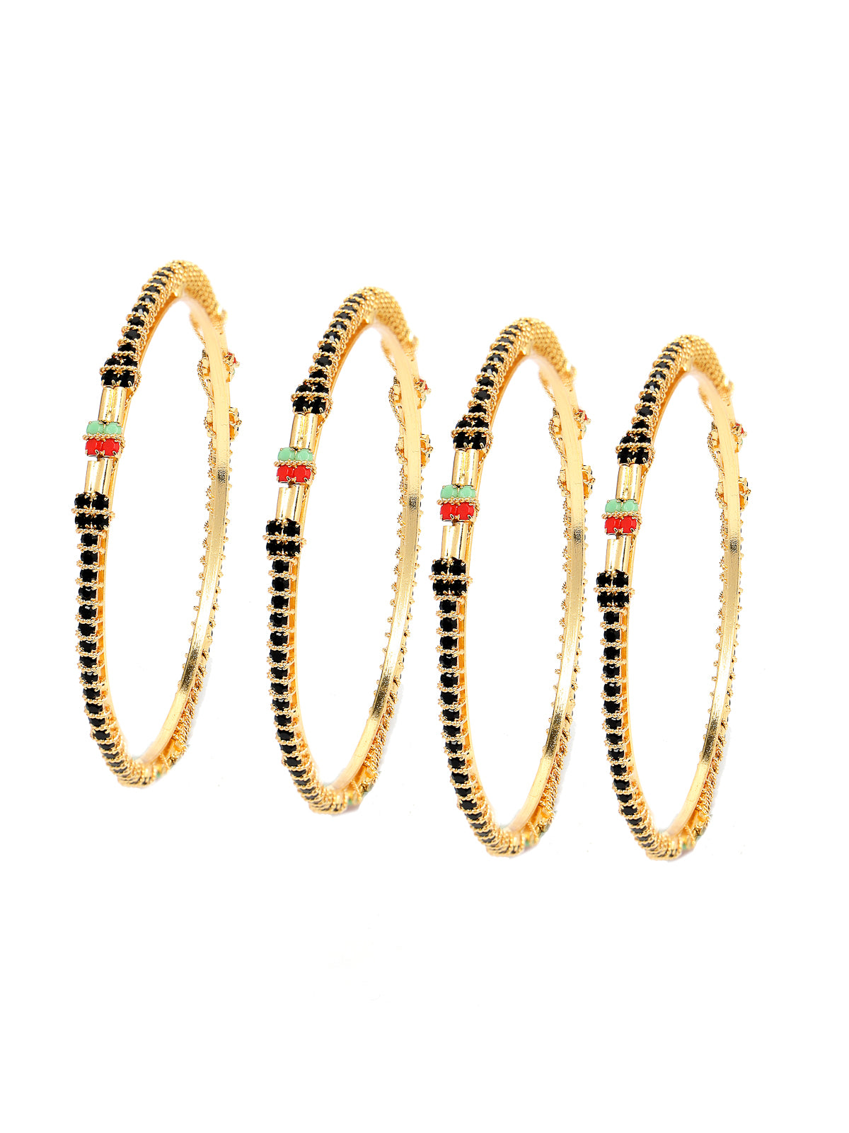 Sukkhi Incredible Fashionable Gold Plated Red And Green Thin Bracelet Bangle Set Jewellery for Women & Girls|Set of 4 Latest Design|Birthday Anniversary Gift for Women|B105916