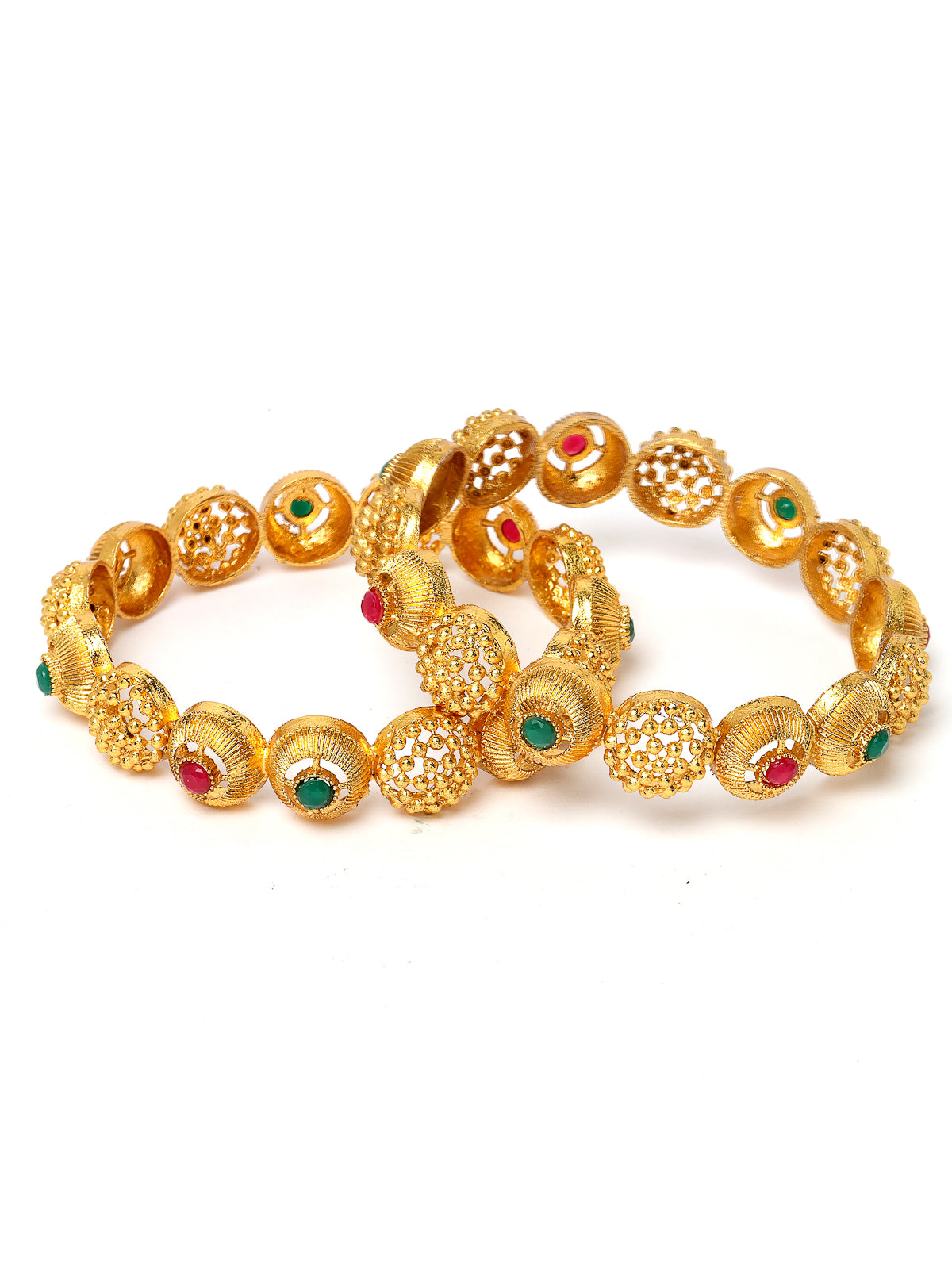 Sukkhi Traditional Wear Gold Plated Red And Green Color Bracelet Bangle Set Jewellery for Women & Girls|Set of 2 Latest Design|Birthday Anniversary Gift for Women|B105918