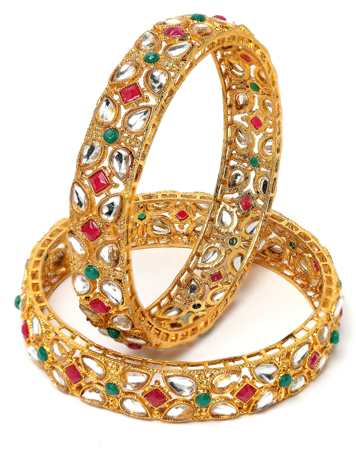 Sukkhi Beautiful Traditional Gold Plated Multicolor Broad Bracelet Bangle Set Jewellery for Women & Girls|Set of 2 Latest Design|Birthday Anniversary Gift for Women|B105921