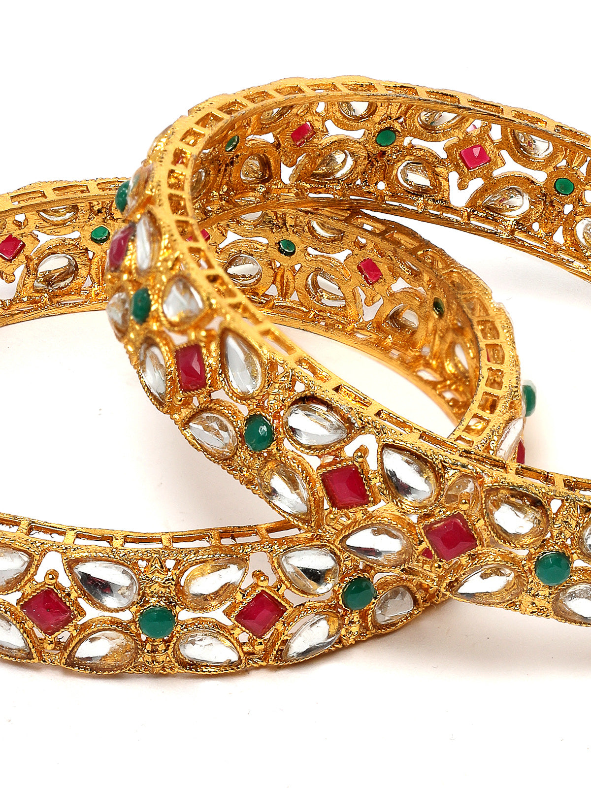Sukkhi Beautiful Traditional Gold Plated Multicolor Broad Bracelet Bangle Set Jewellery for Women & Girls|Set of 2 Latest Design|Birthday Anniversary Gift for Women|B105921