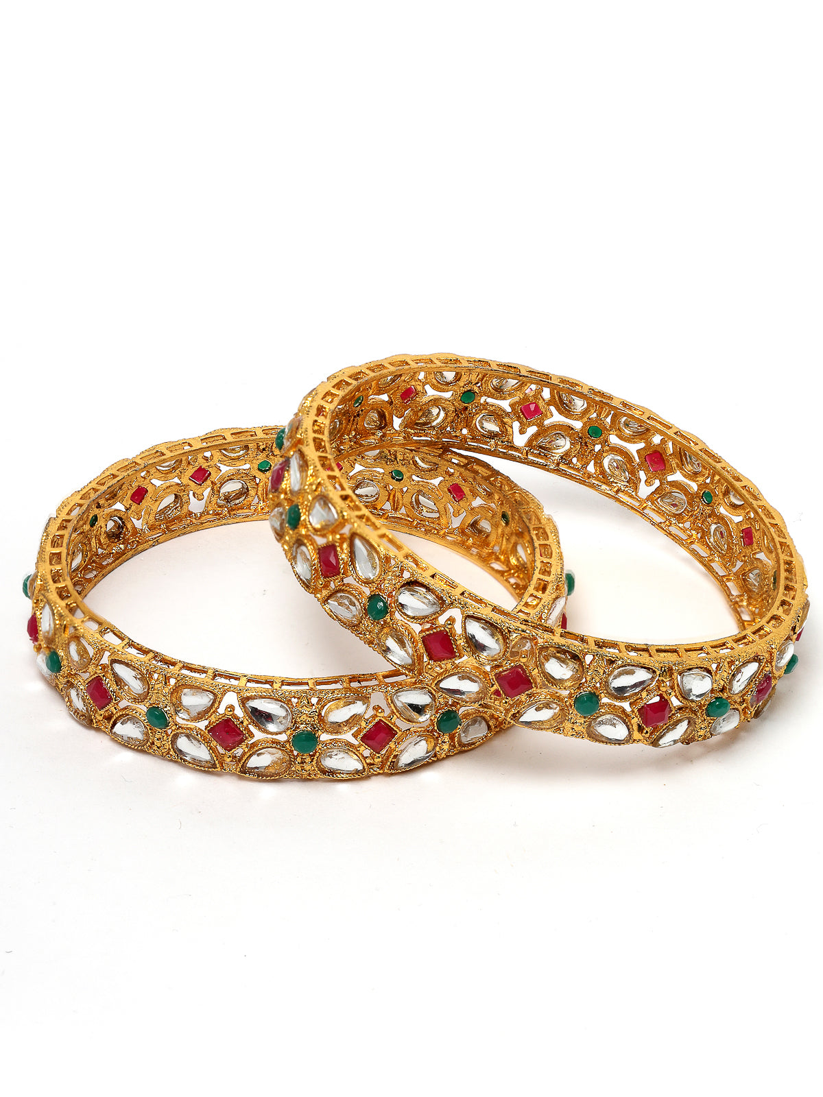 Sukkhi Beautiful Traditional Gold Plated Multicolor Broad Bracelet Bangle Set Jewellery for Women & Girls|Set of 2 Latest Design|Birthday Anniversary Gift for Women|B105921