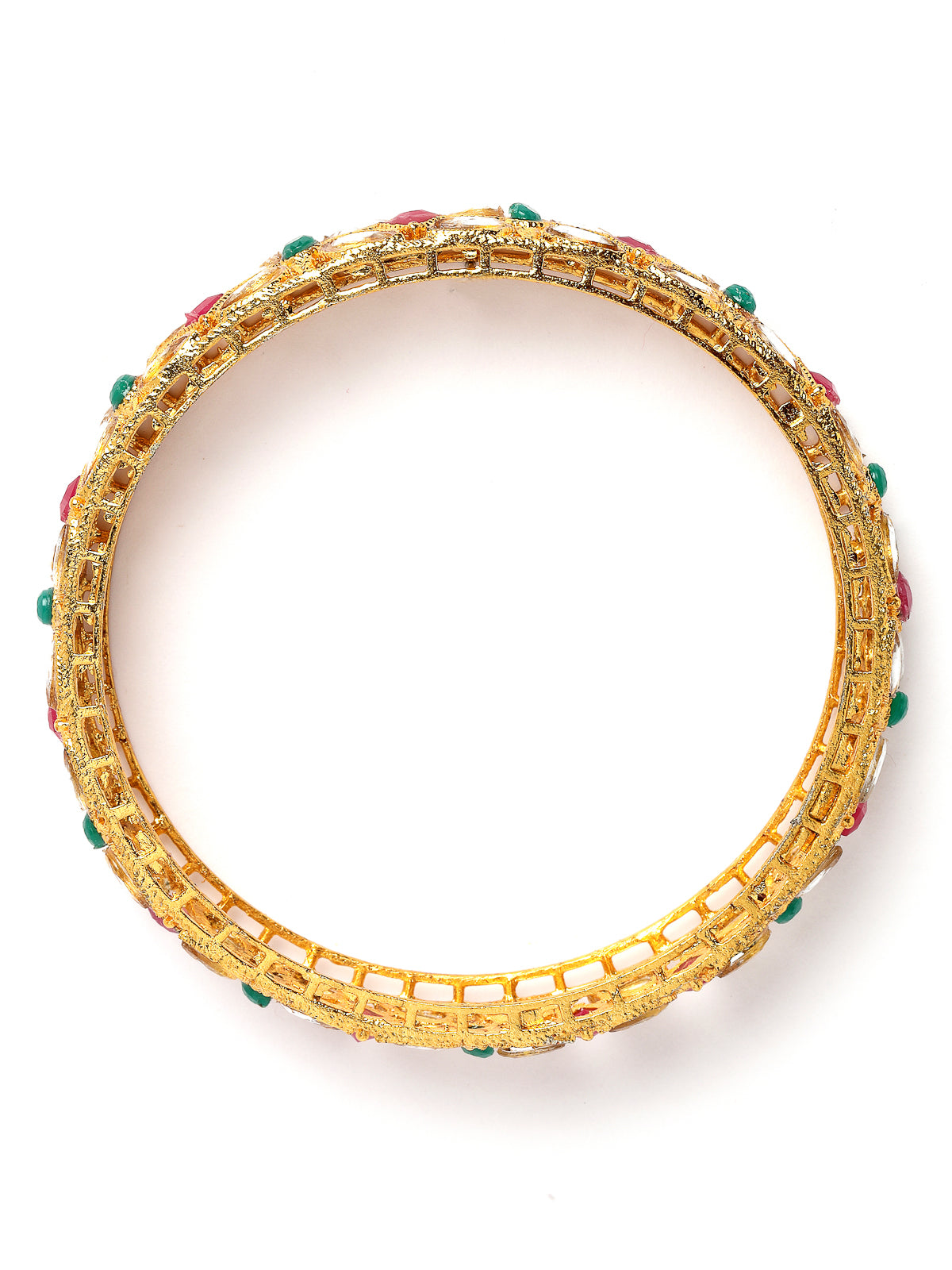 Sukkhi Beautiful Traditional Gold Plated Multicolor Broad Bracelet Bangle Set Jewellery for Women & Girls|Set of 2 Latest Design|Birthday Anniversary Gift for Women|B105921